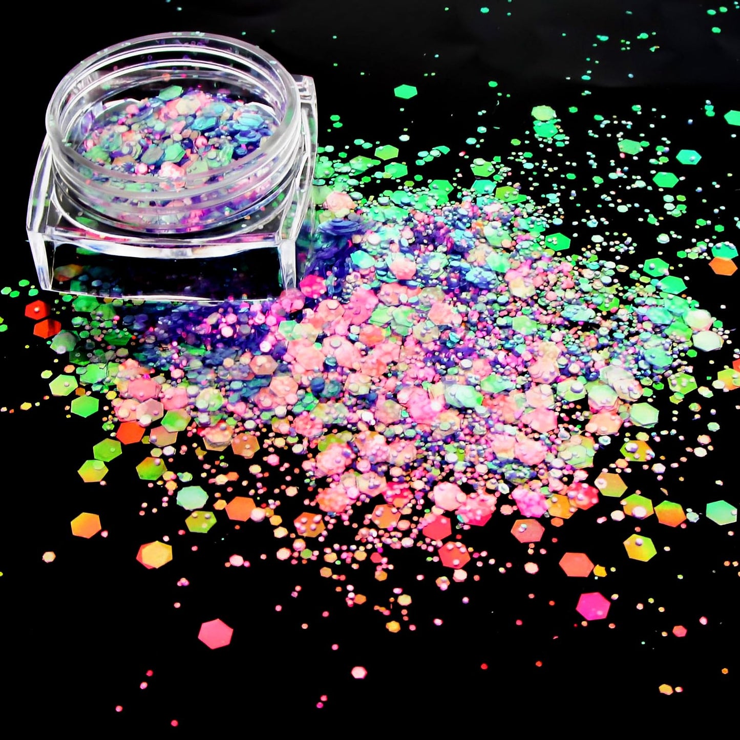 LuckForever 12 Colors Chunky Body Glitters Spring/Summer Collection Star River Glitter Glitter Mix Nail Glitter Flakes Illusion Candy Sequins Powder for Acrylic Nails Crafts Paints Resin Cosmetics