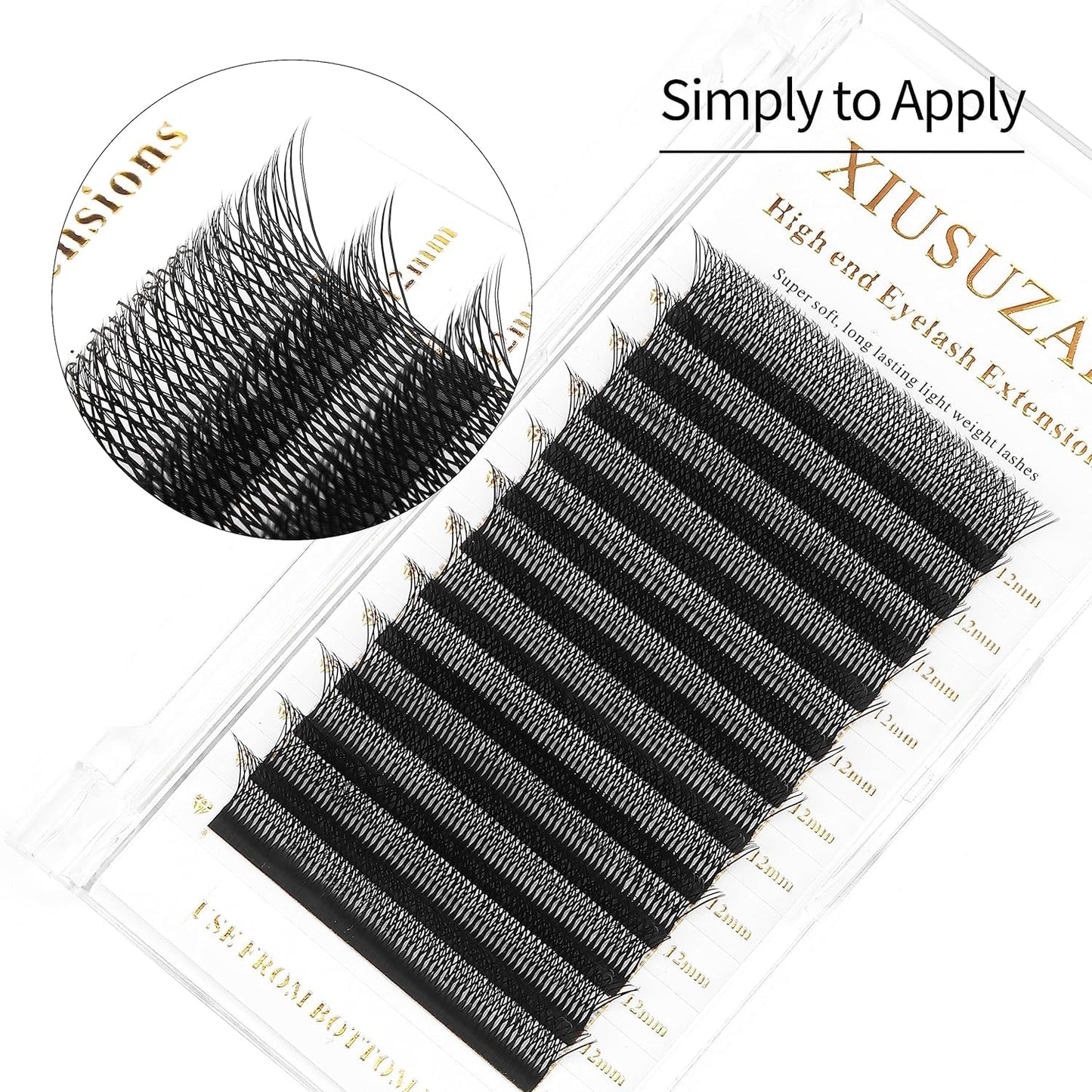 XIUSUZAKI Lash Extensions Double Tips 4D Eyelash Extensions W Shape 0.07mm Thickness D Curl Mix 8-15mm Premade Fans Easy Fan Volume Lashes Matte Black Crisscross(W-4D-Double Tips-0.07-D,8-15mm Mix)