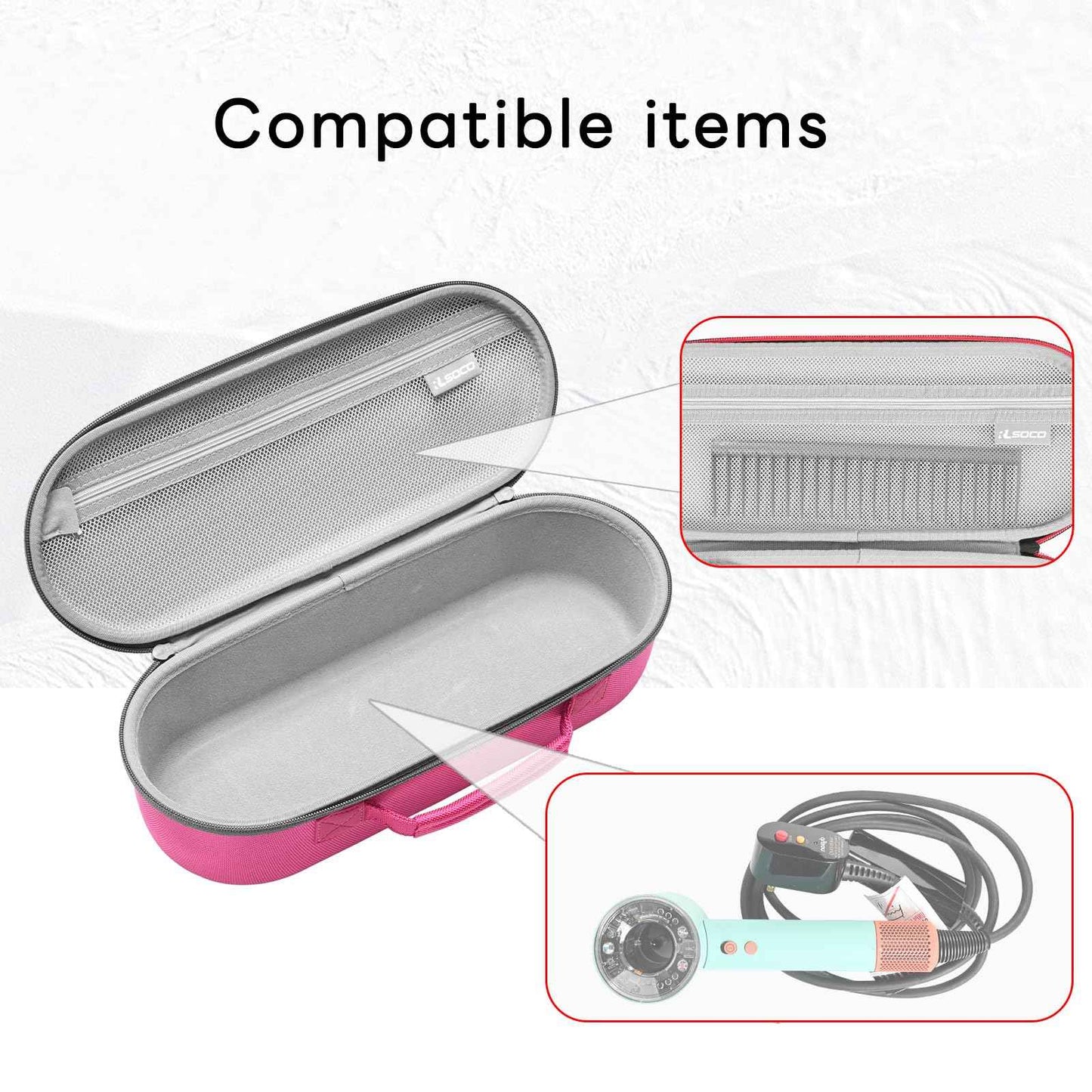 RLSOCO Travel Case for Dyson Supersonic/Supersonic Nural Hair Dryer & Dyson Airwrap, Storage Hair Dryer/Airwrap Only for easy travelling - Pink