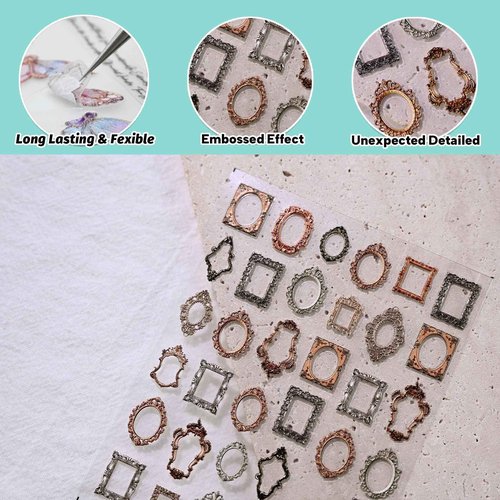 CESTSIREN Vintage Nail Stickers, Embossed Nail Decals,Self-Adhesive, Nail Accessories & Supplies, Durable & Long-Lasting
