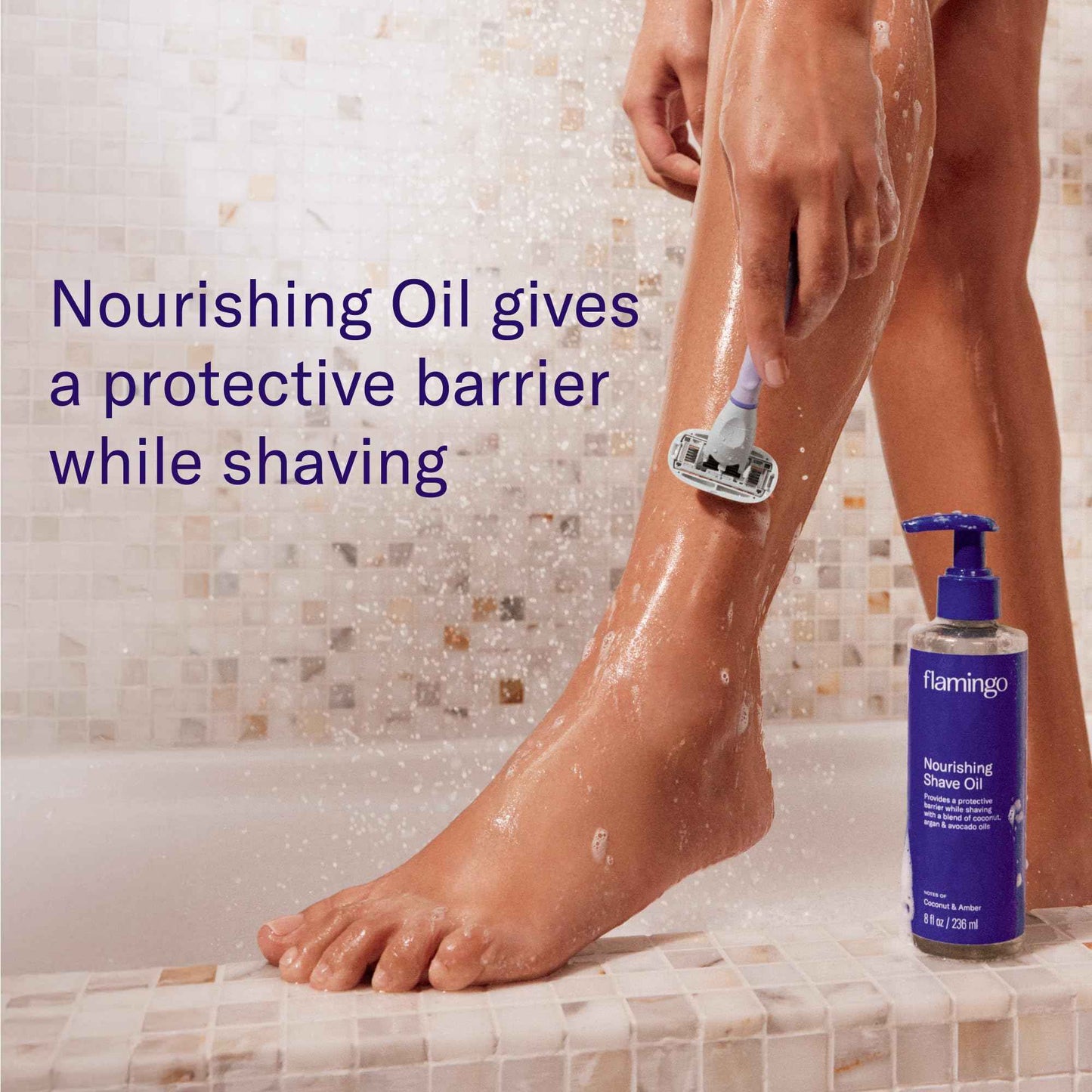 Flamingo Nourishing Shave Oil for Women with Coconut, Argan, & Avocado oils, 8 FL OZ, Pack of 3