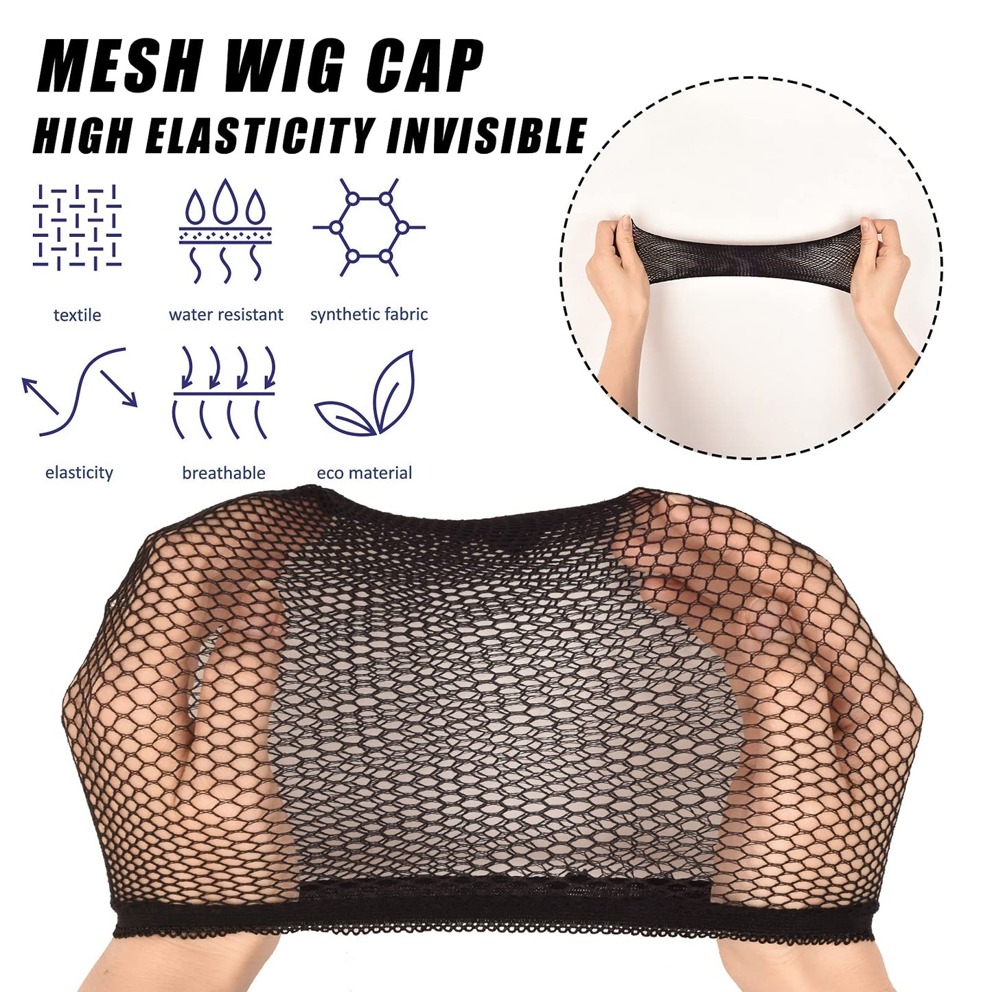 Wig Caps,Smilco 10 Pieces Mesh Wig Cap Net,Weaving Hair Net,Fishnet Wig Cap For Women(Black)