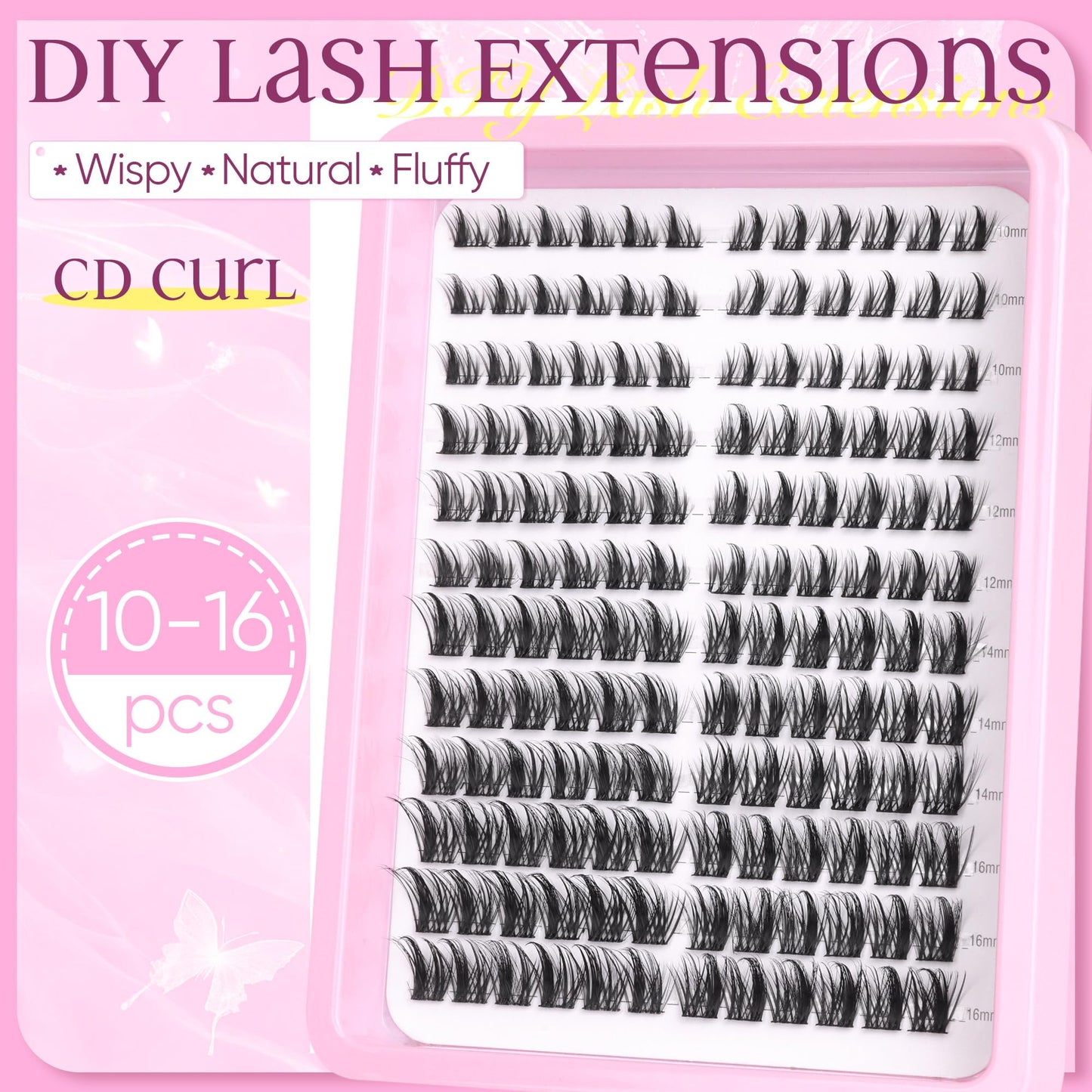 Lash Clusters Kit Fluffy Lash Extension Kit 168pcs Cluster Eyelash Extension Kit 10-16MM DIY Lash Extension Kit with Bond and Seal and Tweezers by Ruairie