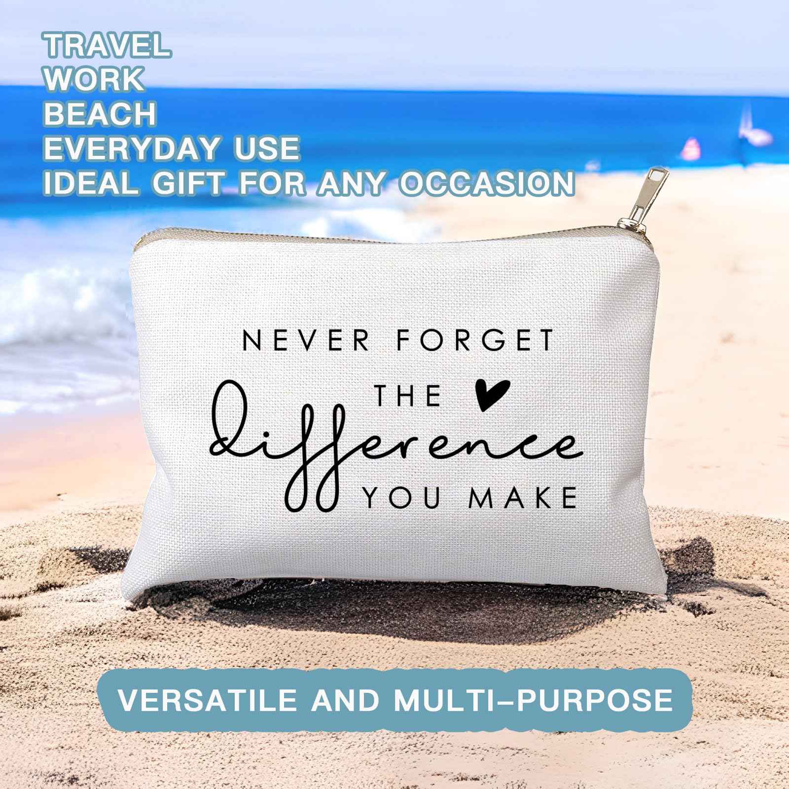Never Forget The Difference You Make Coworker Retirement Gift Retiring Teacher Cosmetic Bag Makeup Bag Makeup Pouch Thank You Gift, Retirement Gift, Coworker Meaningful Leaving