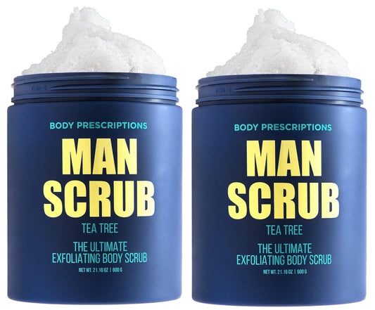 Body Prescriptions Body Scrub for Men-2 Pack Ultimate Exfoliating Scrub Infused with Tea Tree, in Jar with Twist Top