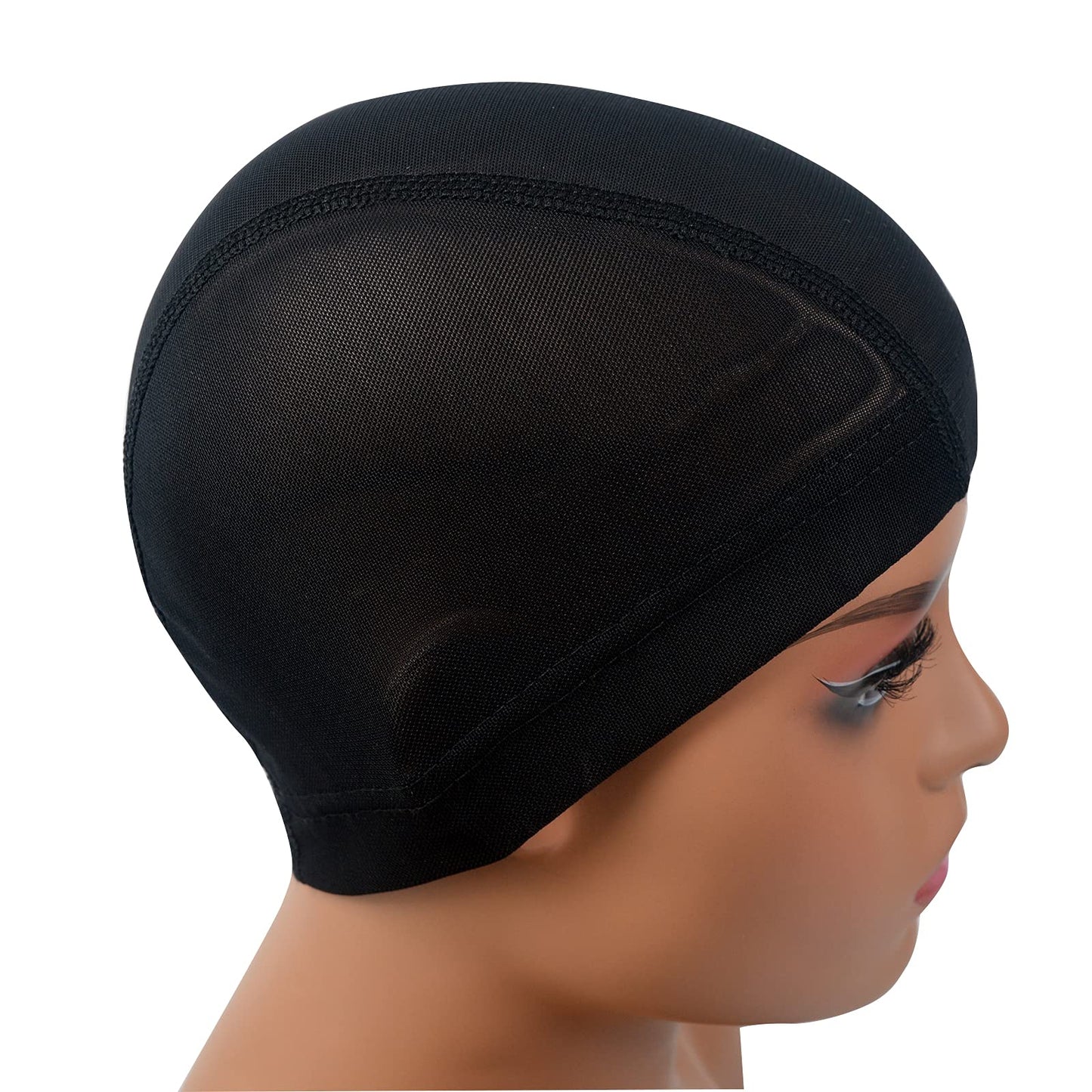 HIGHSHION 5pcs Spandex Mesh Dome Wig Cap for Making Wig, Stretchable Hair net and Elastic Dome Mesh Cap，Dome caps for Men Women Black(5pcs L)