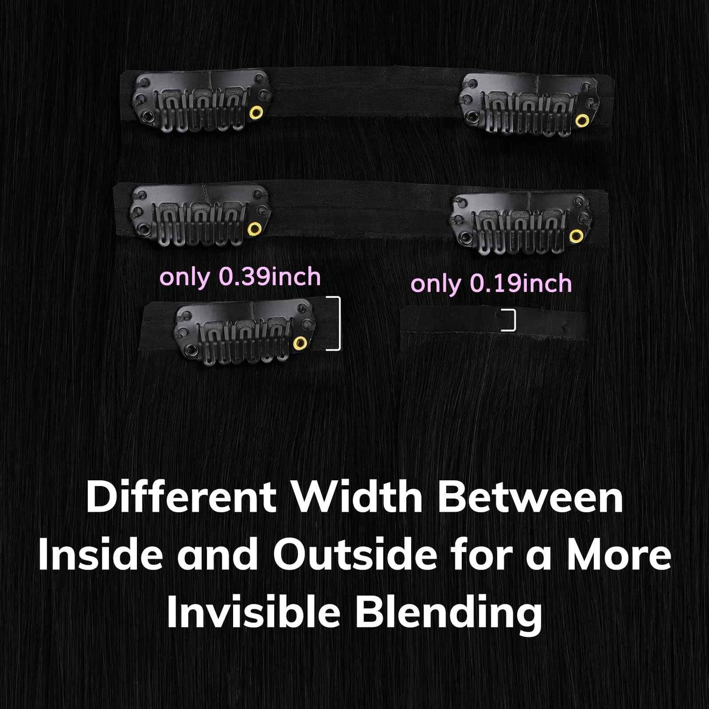 IDN BEAUTY Seamless Clip In Hair Extensions Human Hair Jet Black Real Remy Virgin Human Hair Seamless Clip Ins For Black Women PU Weft Invisible Edge Thick Soft Hair ST 80g 12 Inches