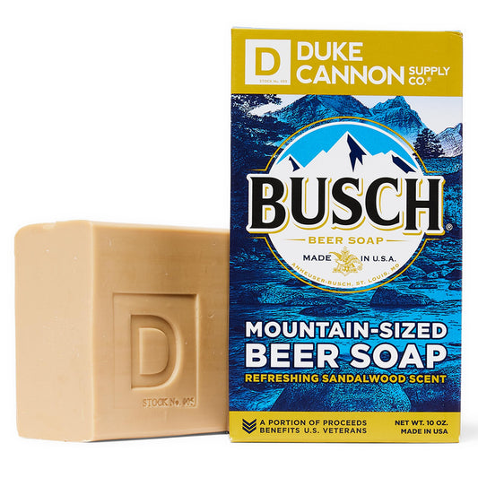 Duke Cannon Busch Beer Soap For Men | Refreshing Clean Sandalwood Scent | Infused with Real Busch Beer | 10 oz Bar, 2-3x Larger | Rugged Yet Refined Cleansing Experience