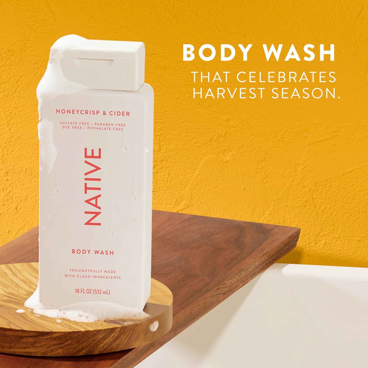 Native Shampoo & Conditioner, Body Wash - Honey Crisp & Cider - Naturally Derived Ingredients, Sulfate-Free, Paraben-Free, Strengthening Hair Care | Fall Seasonal Bundle (51 fl oz Total) - 3 Pk