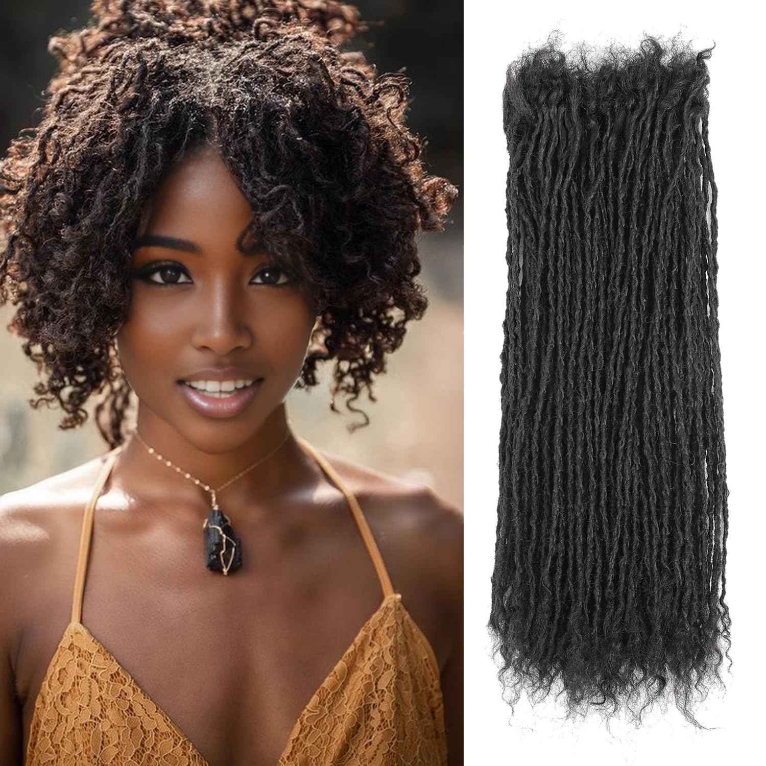 8-12 Inch Sister locs Human Hair Handmade Interlock Locs Curly Tips Sister Locs Real Human Hair Microlocs Extensions Permanent Dreadlock Extensions Natural Soft Looking(0.2cm,8 Inch-20 Strands)
