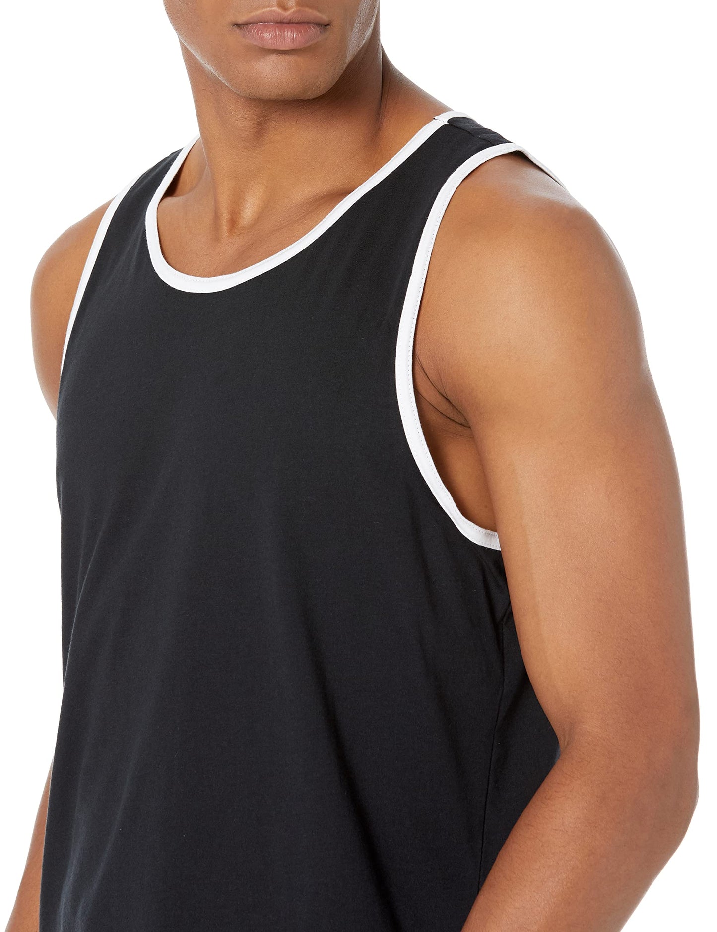 Amazon Essentials Men's Regular-Fit Tank Top, Black/White, X-Small