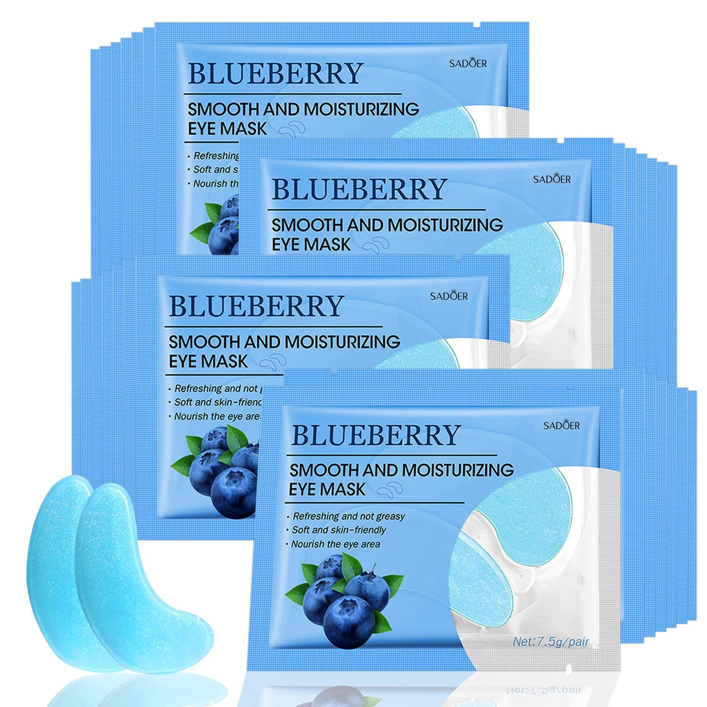 Ruzzut Under Eye Patches- 28 Pairs Blueberry Collagen Eye Mask Eye Patches for Reducing Puffy Eyes and Dark Circles, Anti Aging Gel Eye Pads Under Eye Mask, Blue