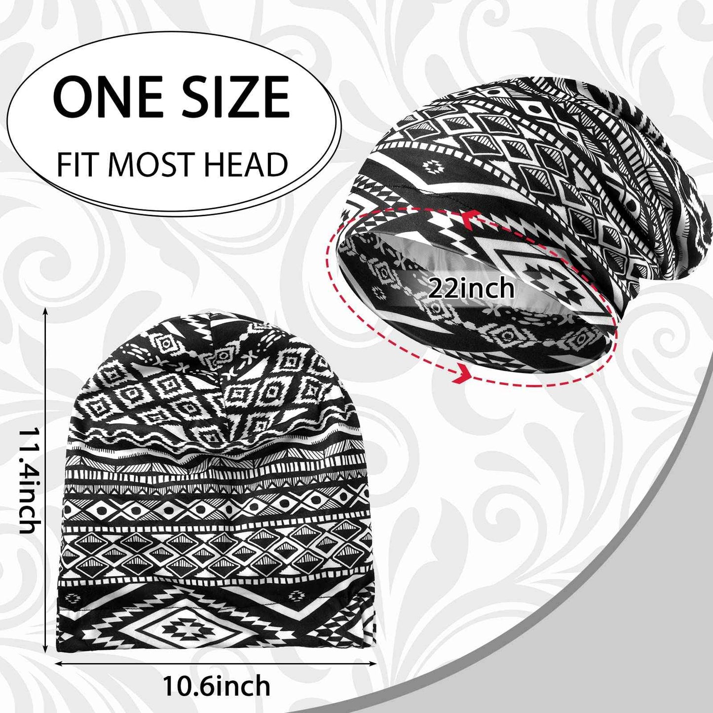 16 Pcs Satin Lined Sleep Cap African Silk Bonnet Beanie Double Layer Style Silk Hair Wrap Cover for Women (Stylish Style)