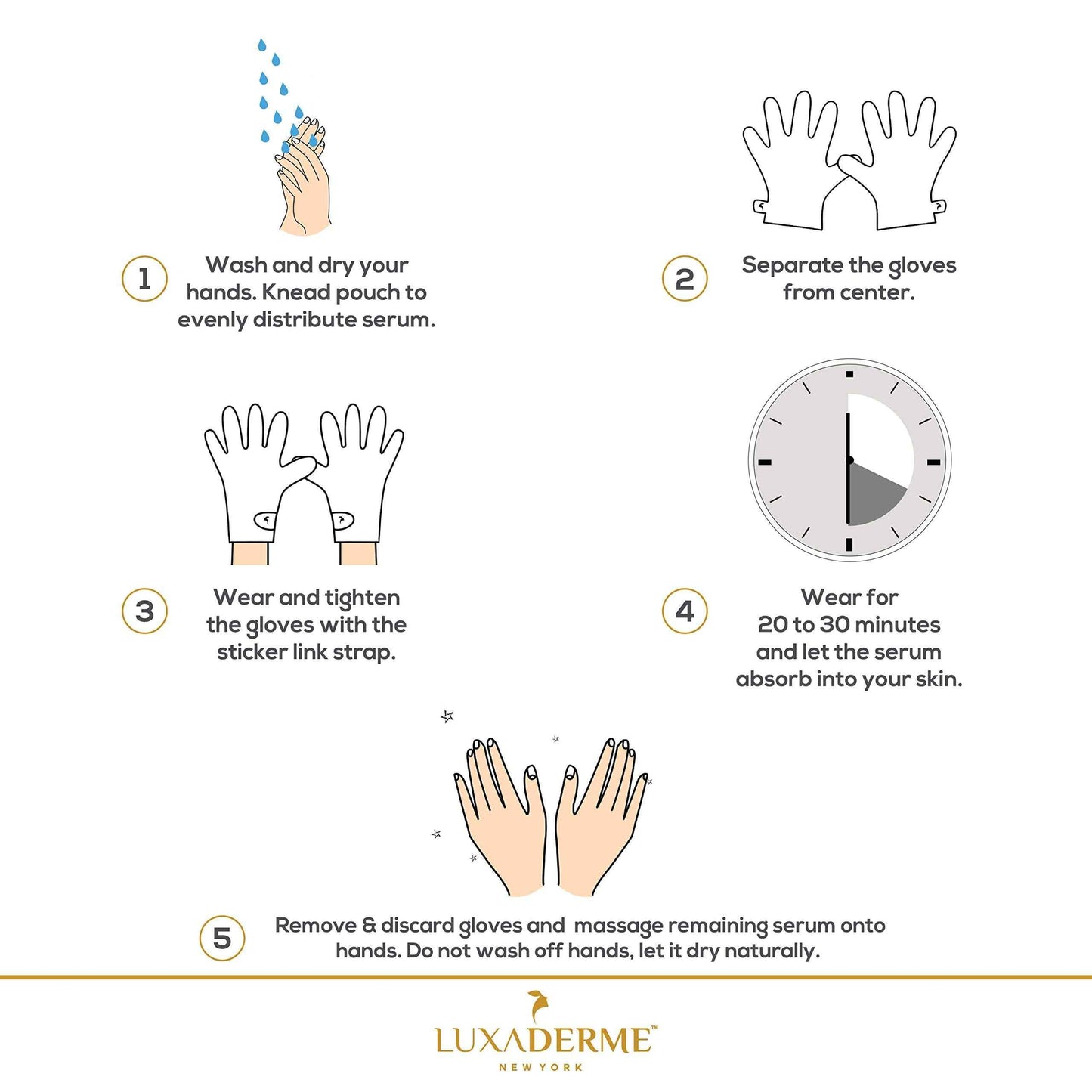 LuxaDerme Moisturizing Gloves for Dry Hands - 15ml Safflower & Shea Butter Hydrating Hand Mask - Rejuvenate Dull & Cracked Skin - Skincare Gift Set (Pack of 10)