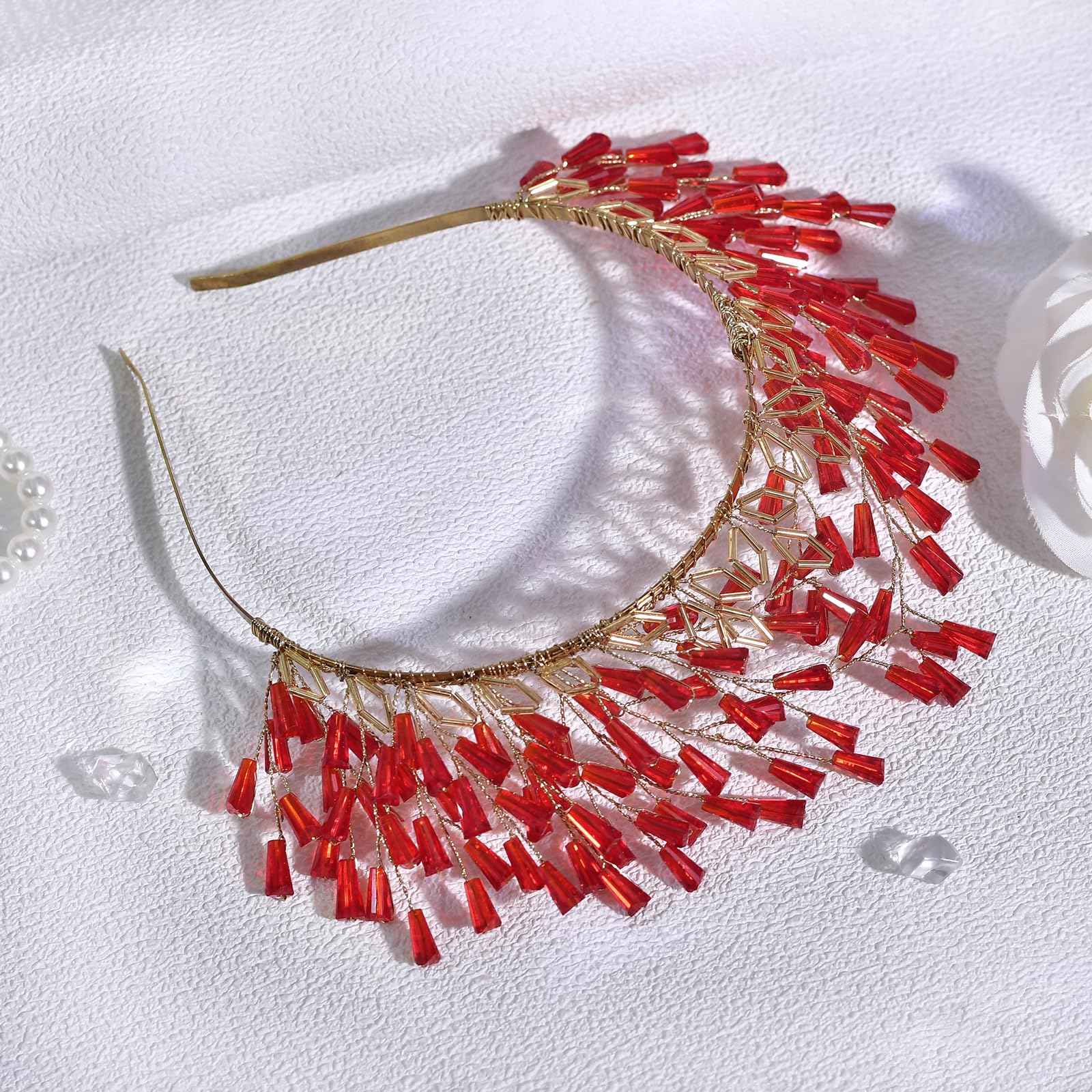 HNYYX Crystal Headband Birthday Party Hairband Bridal Wedding Hair Accessories