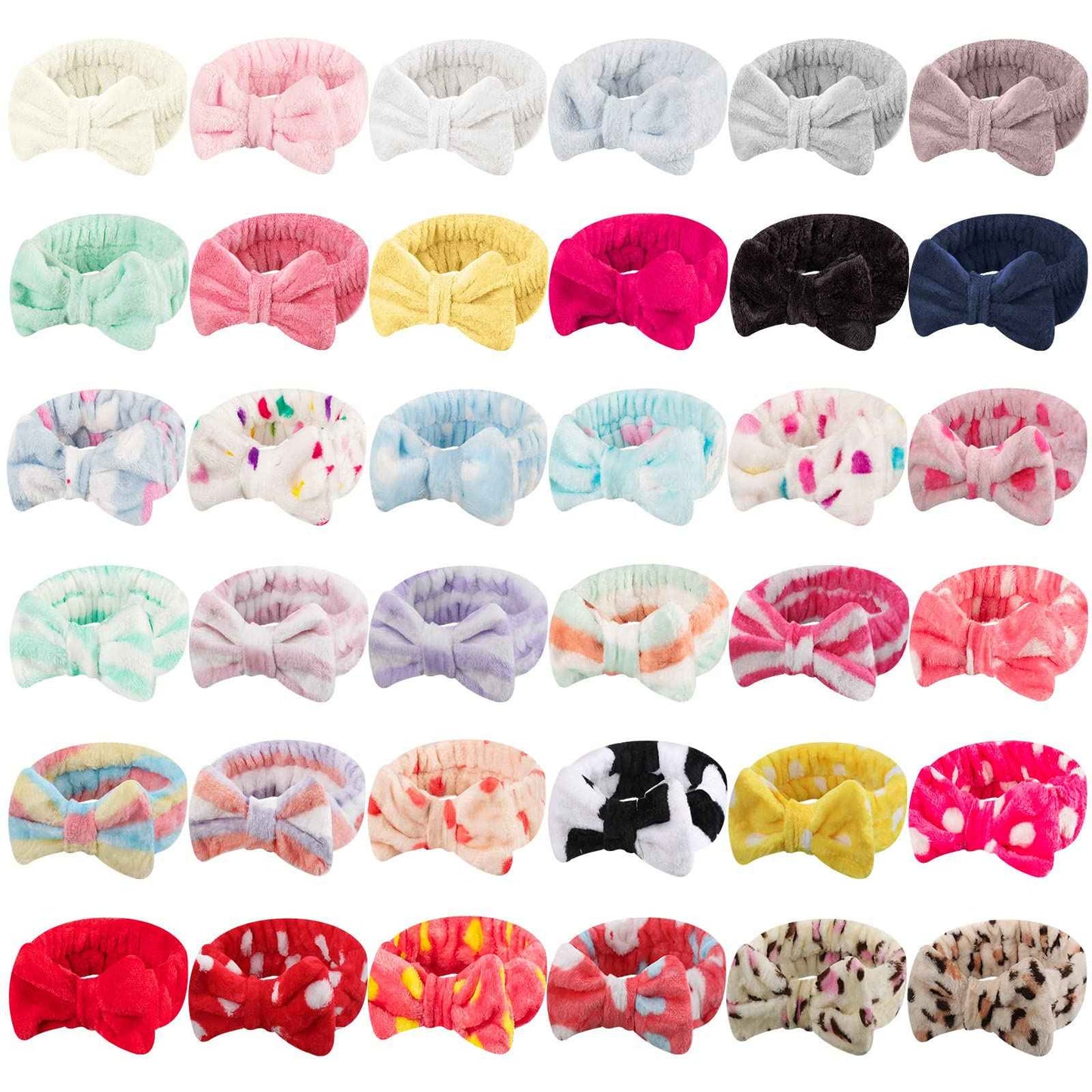 Yunsailing 36 Pcs Spa Headband Set, Women Winter Makeup Headband Bulk, Soft Flannel Towel Skincare Bow Hairband, Girls Face Washing Head Wraps, Ideal Gift for Spa, Yoga, Mask, Shower, Daily Use
