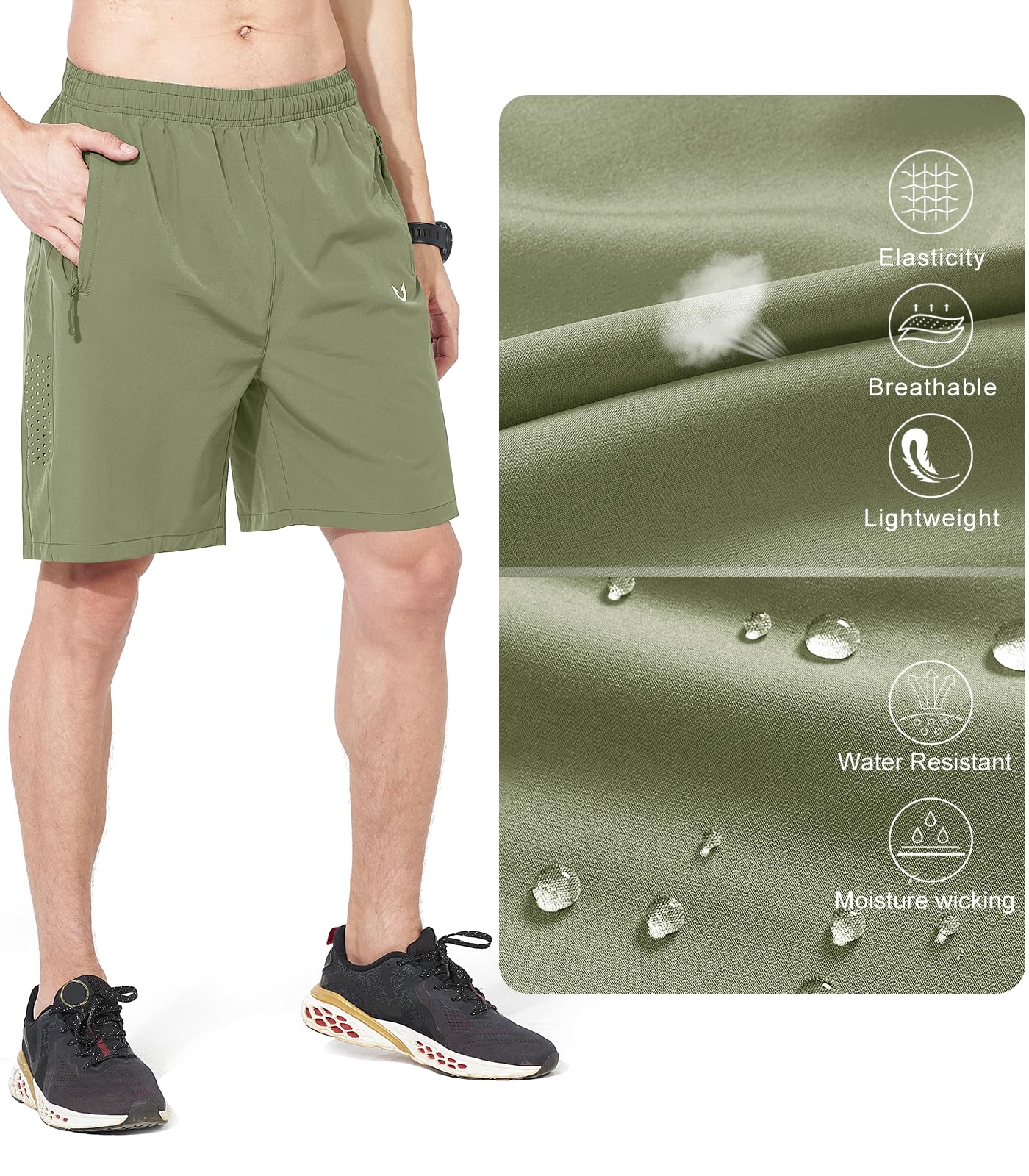 NORTHYARD Men's Athletic Running Shorts Quick Dry Workout Shorts 7"/ 5"/ 9" Lightweight Sports Gym Basketball Shorts Hiking Exercise LightGreen S