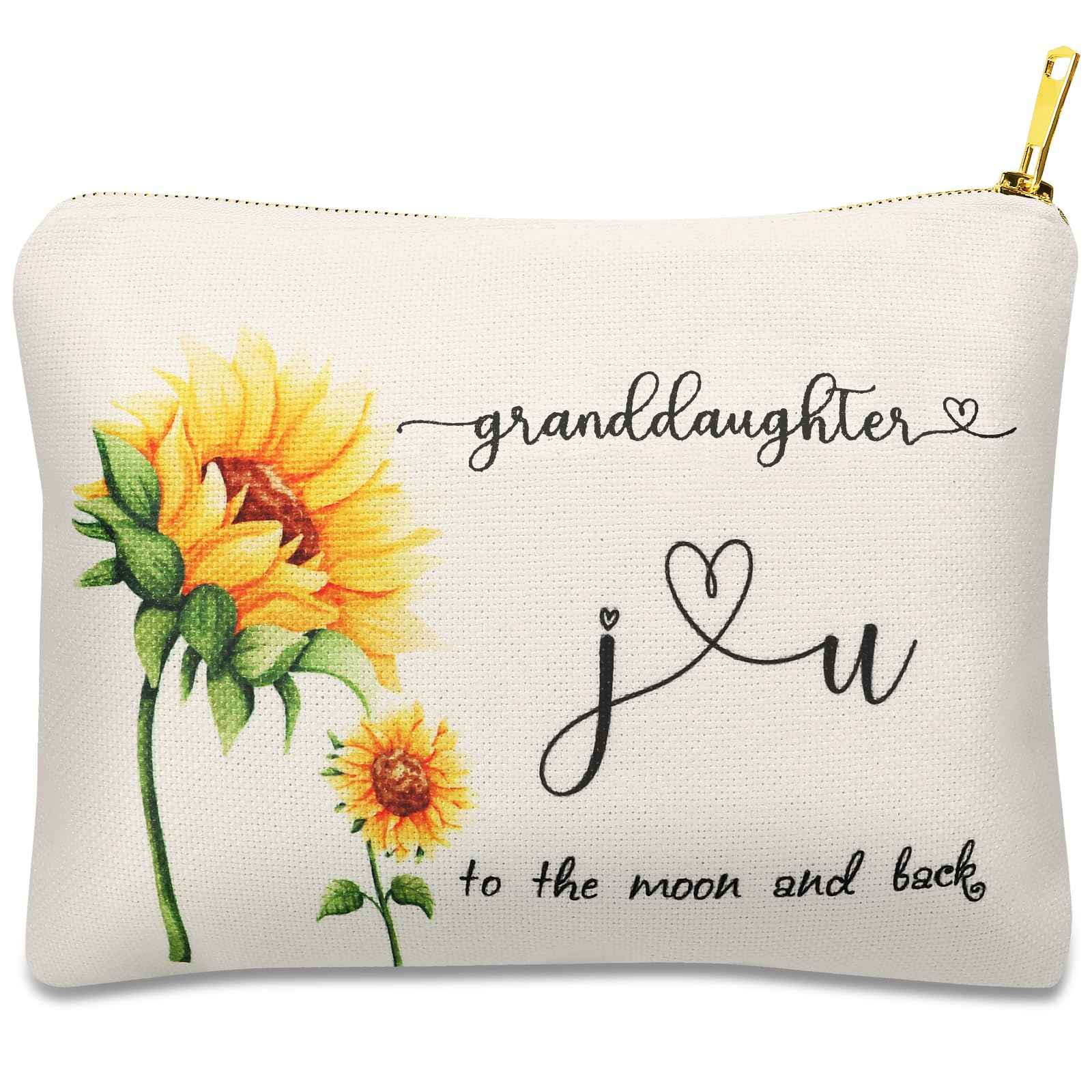 Granddaughter Gifts from Grandma Grandpa, Blessing Gift for Granddaughter, Linen Makeup Toiletry Bags for Women, Granddaughter Birthday Christmas Goodbye Graduation Gifts