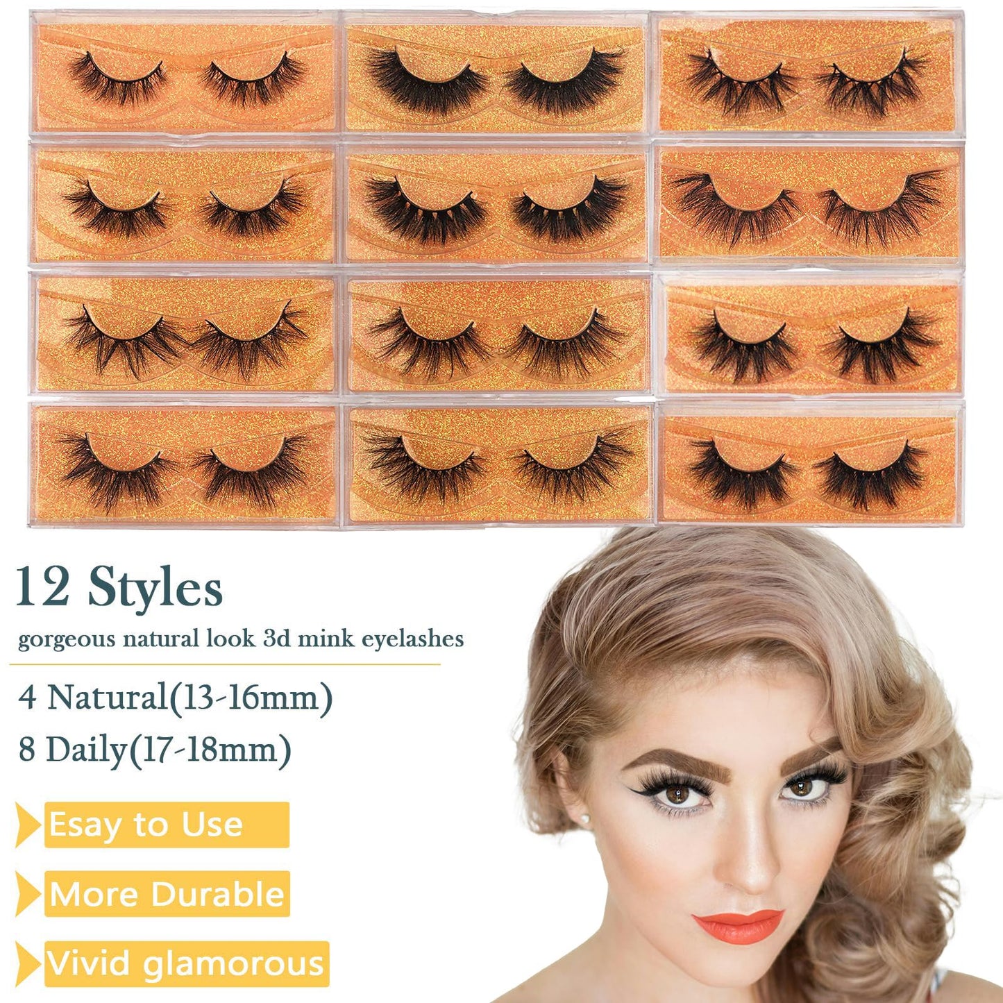 GOO GOO 3D Mink Eyelashes, 13mm to 25mm 20 Styles Multipack Fake Eyelashes Wholesale Bulk Eyelashes Reusable Handmade Siberian Mink False Eyelahses for Women