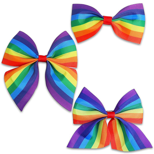 Doneace Rainbow Hair Accessories: Alligator Clips, Hair Pins, Bow Barrettes for Girls, Kids, Pride Day, Holiday Party (3Pcs)