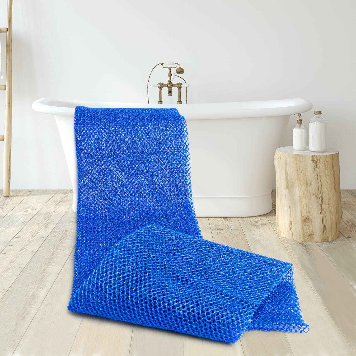 TUZIER African Net Sponge 3 Pieces African Exfoliating Net African Bath Sponge Scrubbing Rag Net African Wash Shower Long Net Body Scrubber