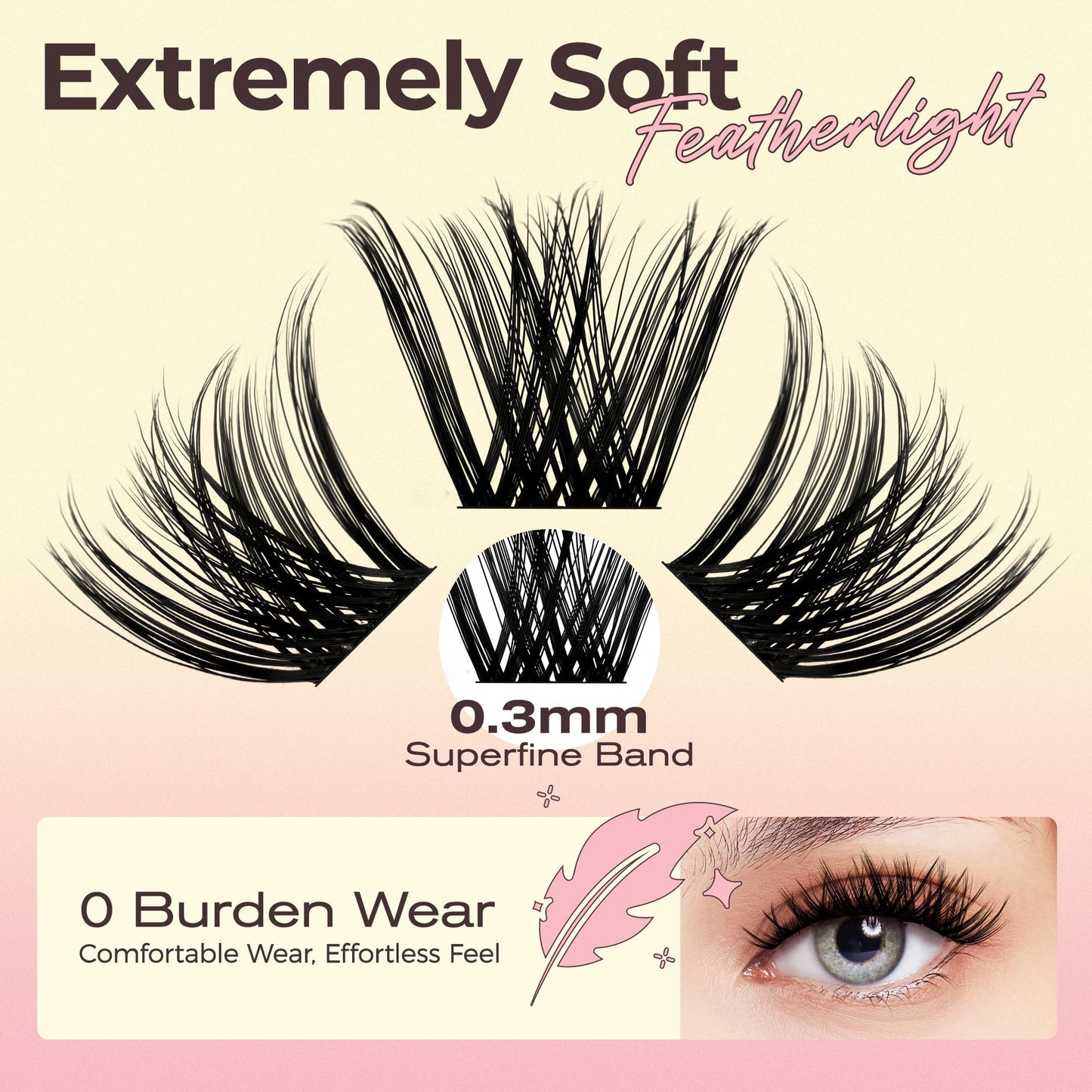 LASHVIEW Eyelash Clusters 182pcs COMFYLASH D Curl Lash Extension Clusters Natural Look Cluster Lashes Extensions Super Thin Band & Soft Lashes Reusable 9-16mm MIX (Fluffy)