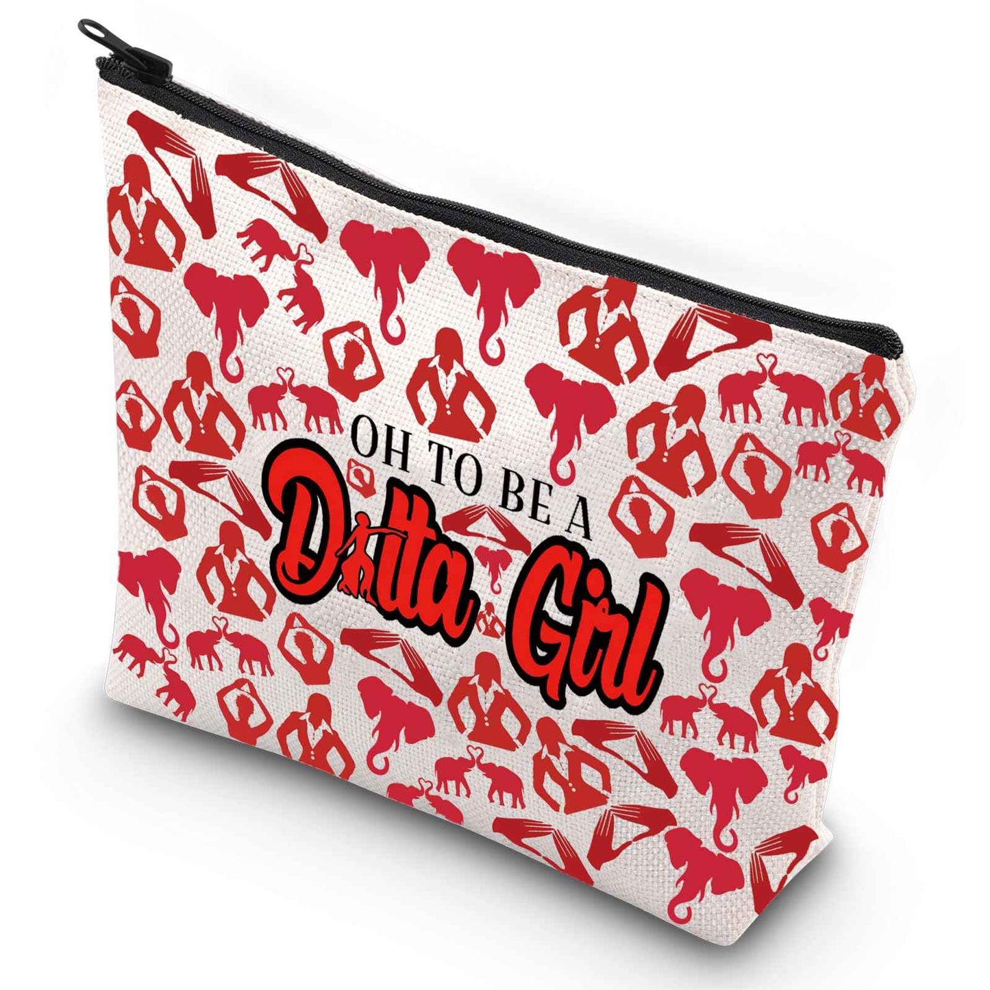 G2TUP Elephant Sorority Makeup Bag Oh To Be A Girl Cosmetic Pouch with Zippered Pocket for Women Girls (Oh To Be-new)