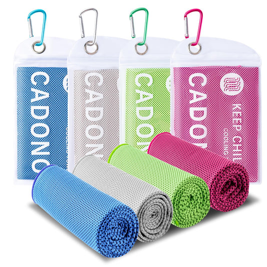 4 Pack Cooling Towel (40"x12"), Soft Breathable Chilly Towel, Ice Towel, Microfiber Towel for Yoga, Sport, Running, Workout,Gym, Camping, Fitness, Workout & More Activities(Multicolor)