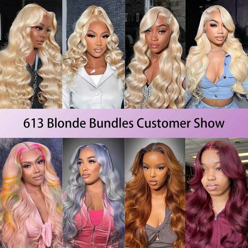 613 Blonde Bundles Human Hair Body Wave Single Bundle 16 Inch 12A Grade 100% Unprocessed Human Hair Brazilian Virgin Hair Weave 613 Body Wave Bundles Machine Double Weft 100G