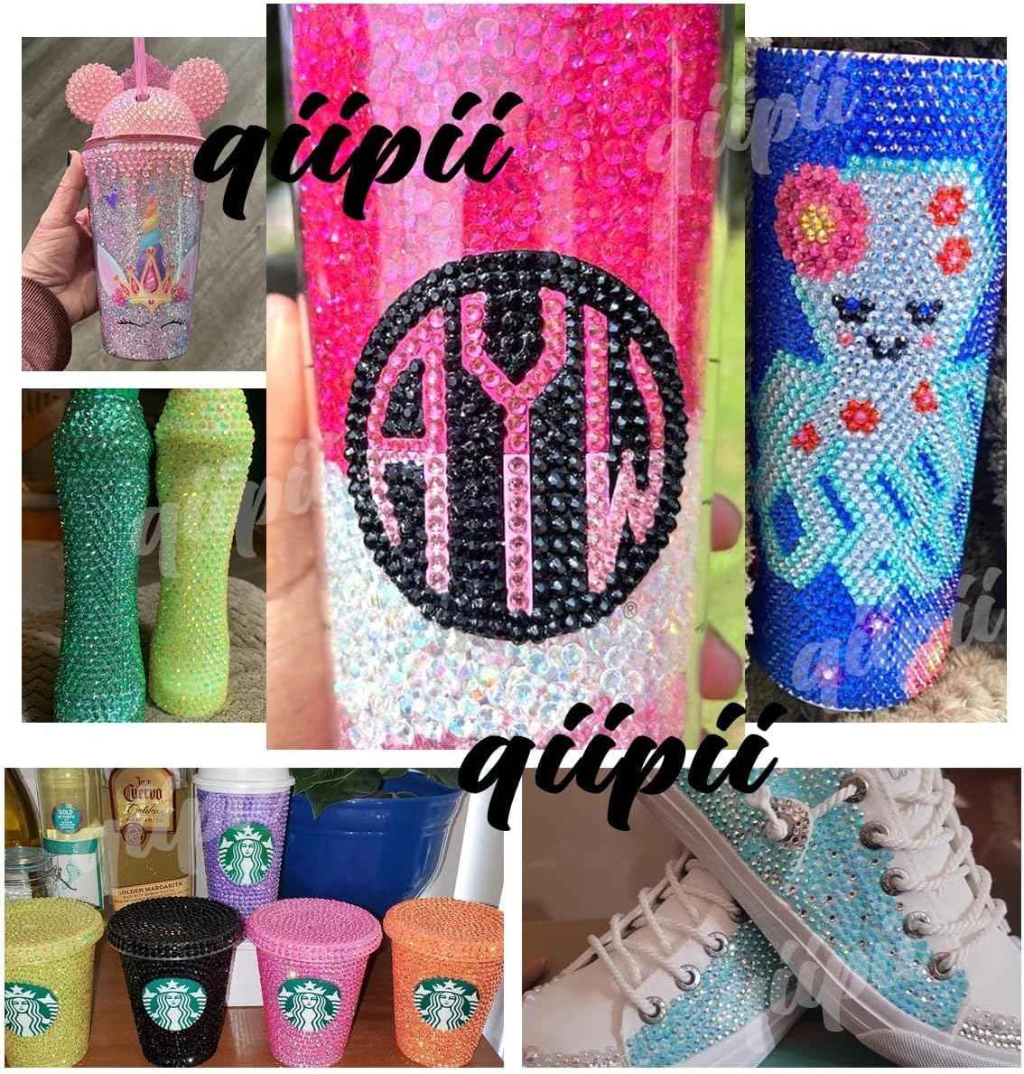 qiipii 3mm 4mm 5mm Mix Transparent Resin Rhinestones for Crafting Clear Flatback Jelly Gems Stones Bulk SS10 SS16 SS20 No-Hotfix Diamonds for Nails Face Eyes Makeup Tumblers Bottles DIY Crafts Clothes