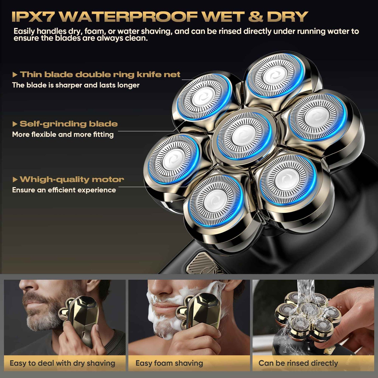 Electric Shaver for Women, Electric Razor with 7D Magnetic Shaver Heads, Wet Dry Waterproof Bald Head Trimmer Kit for Women & Men, Nose Ear Hair Trimmer, USB Rechargeable Clippers, Pink