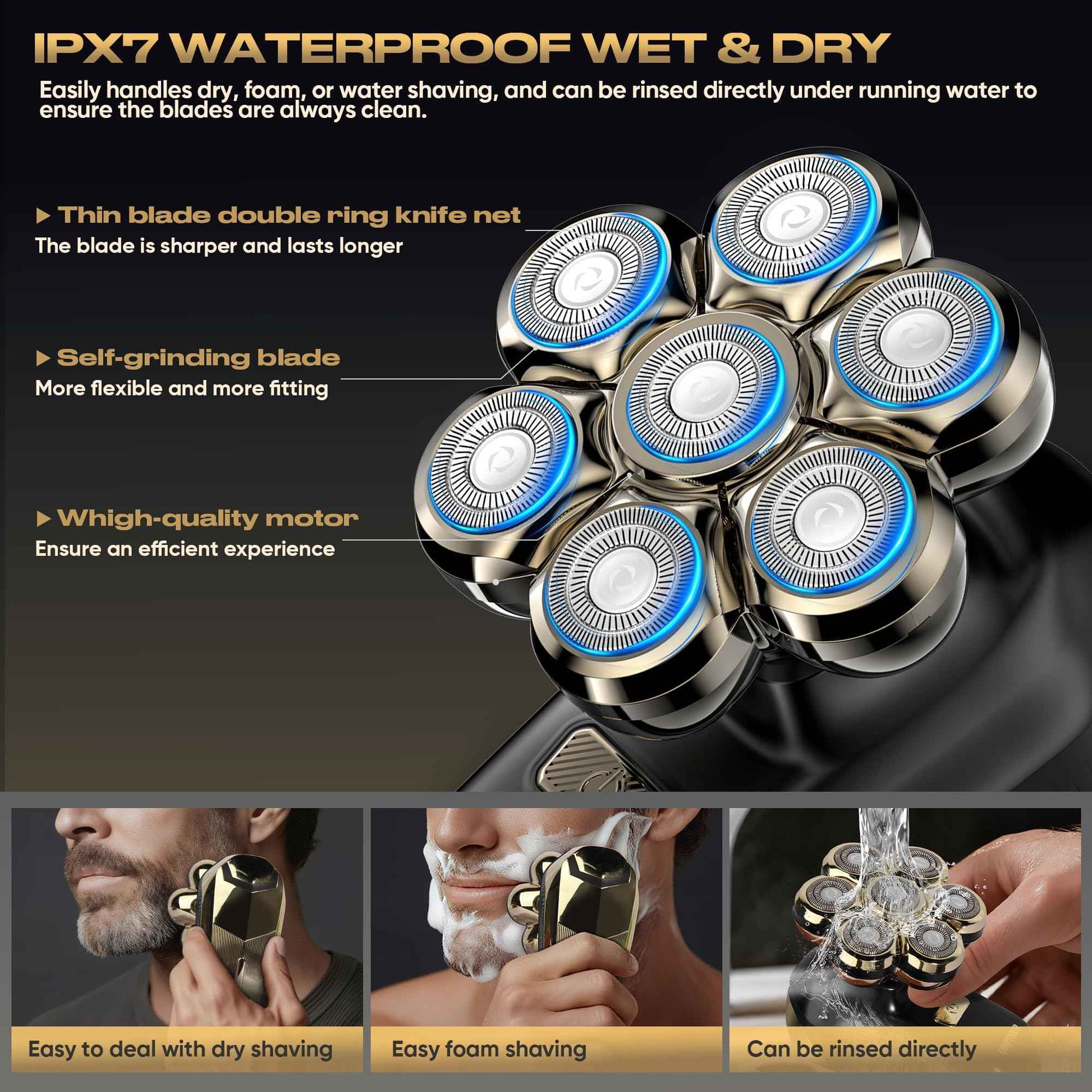 Electric Shaver for Women, Electric Razor with 7D Magnetic Shaver Heads, Wet Dry Waterproof Bald Head Trimmer Kit for Women & Men, Nose Ear Hair Trimmer, USB Rechargeable Clippers, Pink