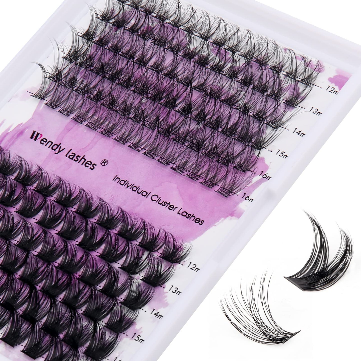 Lash Clusters Individual Lashes C/D Curl Cluster Lash Extensions Wide-stem Lash Clusters 12-16mm Thin Band Cluster Lashes Soft and Wispy Clusters Eyelashes Comfortable Matte Black Lash Clusters