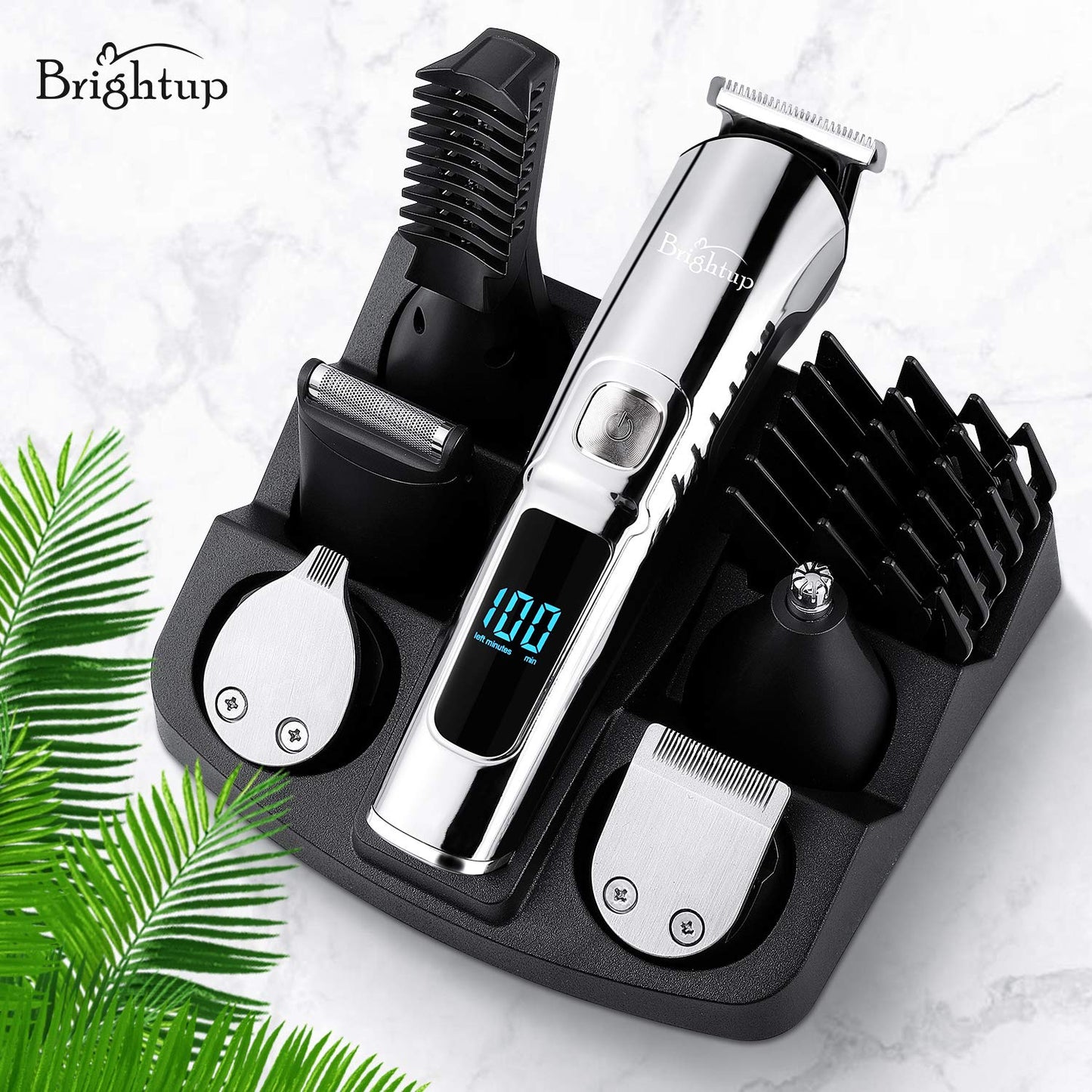 Brightup Beard Trimmer for Men - 18 Piece Mens Grooming Kit with Hair Clippers, Electric Razor, Shavers for Mustache, Body, Face, Nose and Ear Hair Trimmer, Gifts for Men, FK-8688T