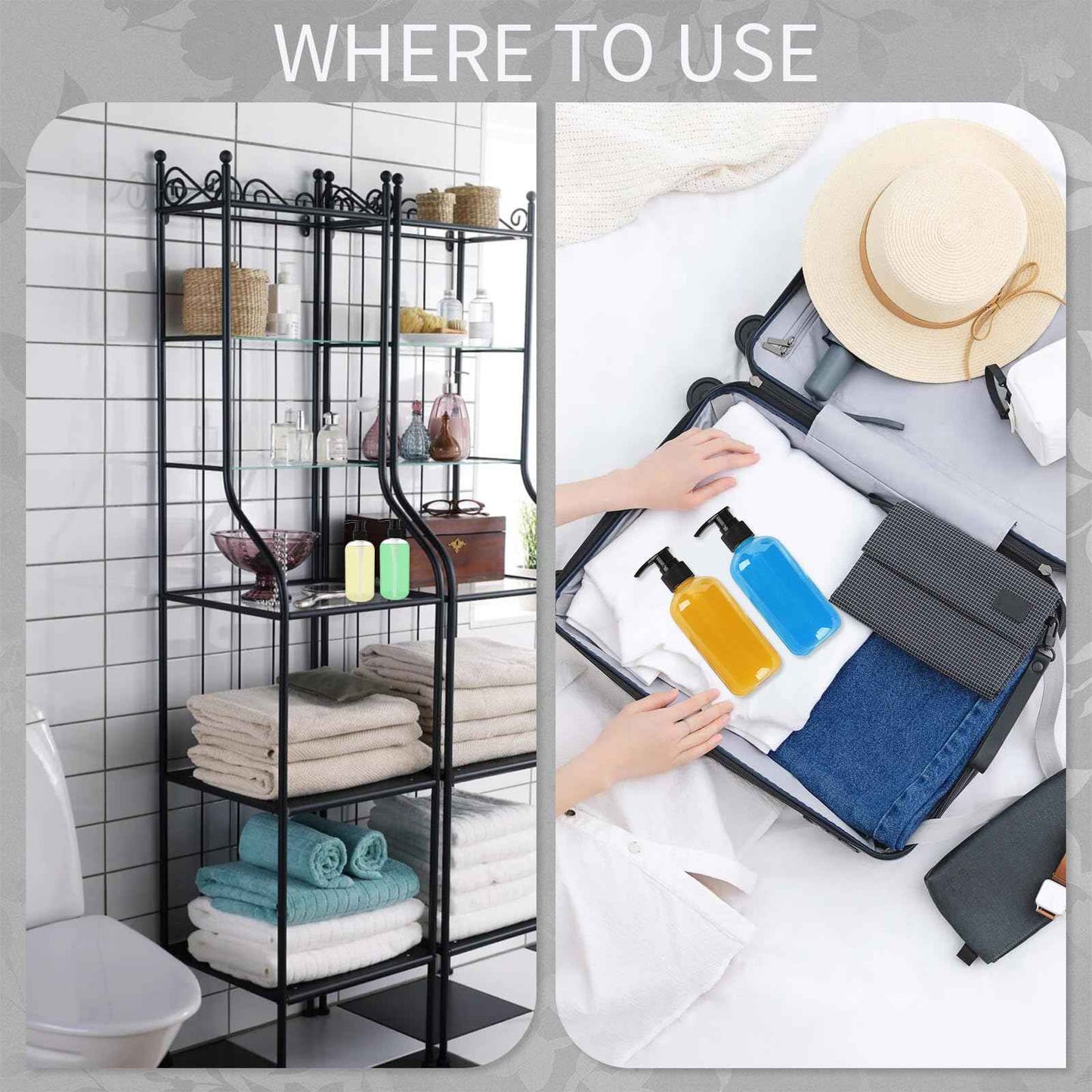 DISWALE 15 Pcs 8.5 oz Empty Pump Bottles, Clear Refillable Plastic Dispenser Bottles for Shampoo, Lotion, Hand Soap, Body Wash, Oil, Moisturizer, Travel Liquid Containers