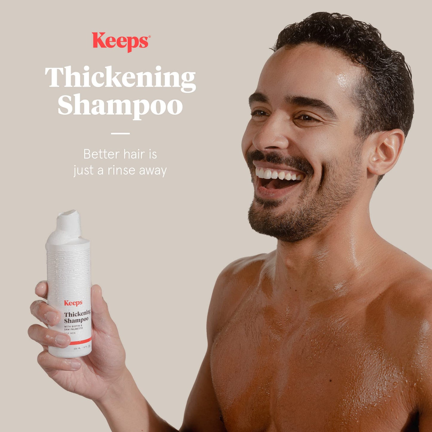 Keeps Hair Thickening Shampoo for Fuller, Thicker Looking Hair, 8 Ounces - Hair Loss, Thinning & Regrowth Treatment - DHT Blocker for Men - Infused with Biotin, Caffeine, & Saw Palmetto