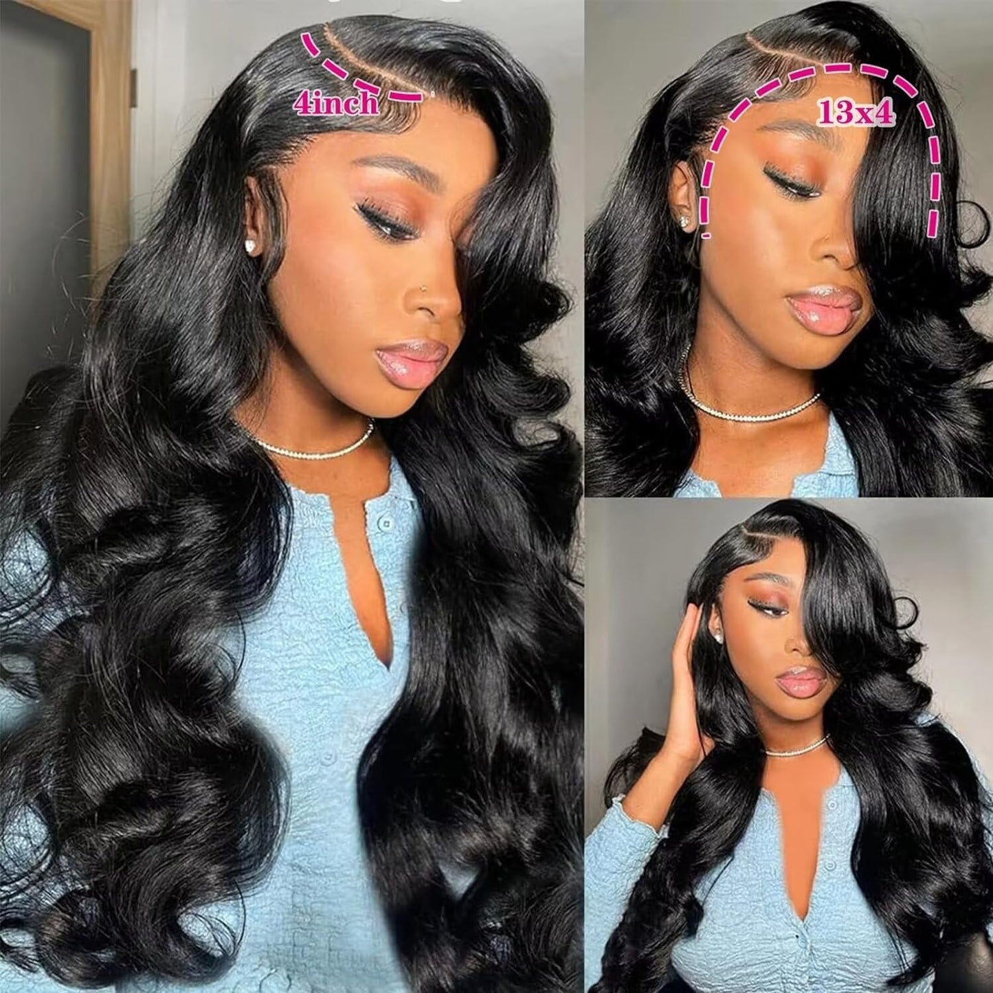 Body Wave Lace Front Wigs Human Hair Pre Plucked 180 Density 28 Inch 13x4 HD Transparent Frontal Glueless Wigs Human Hair with Baby Hair Natural Hairline Human Hair Wigs for Black Women