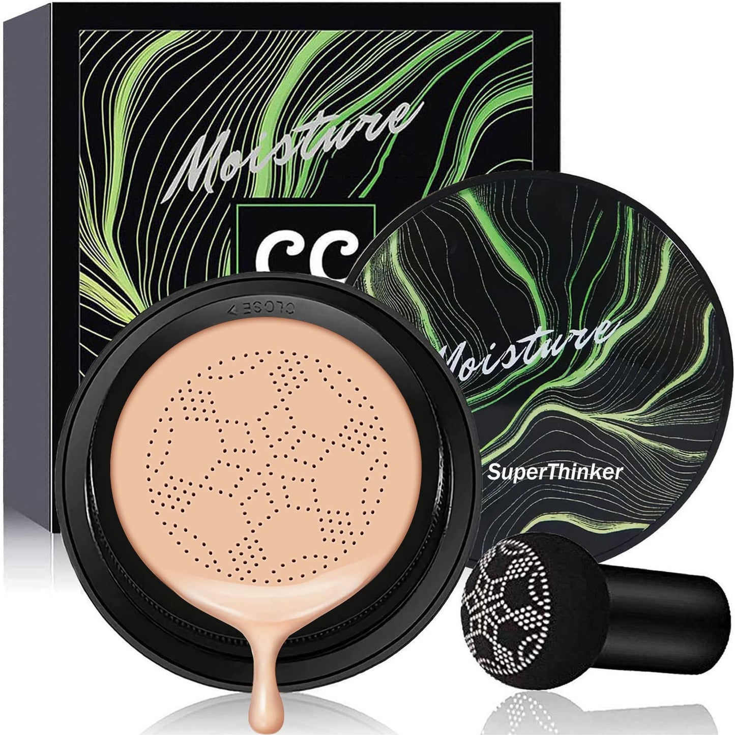 Air Cushion CC Cream Mushroom Head Foundation, Moisturizing BB Cream Makeup Long Lasting Matte Concealer (Nude)