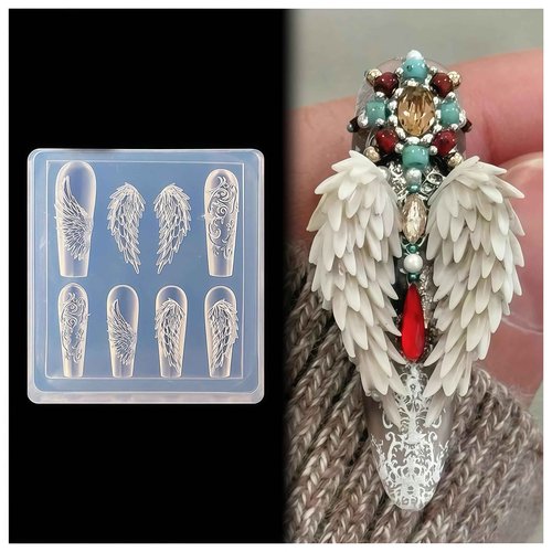 3D Wing Nail Mold Silicone Nail Tools Wing Nail Charms Resin Molds Nail Art for Accessories Nail Supplies