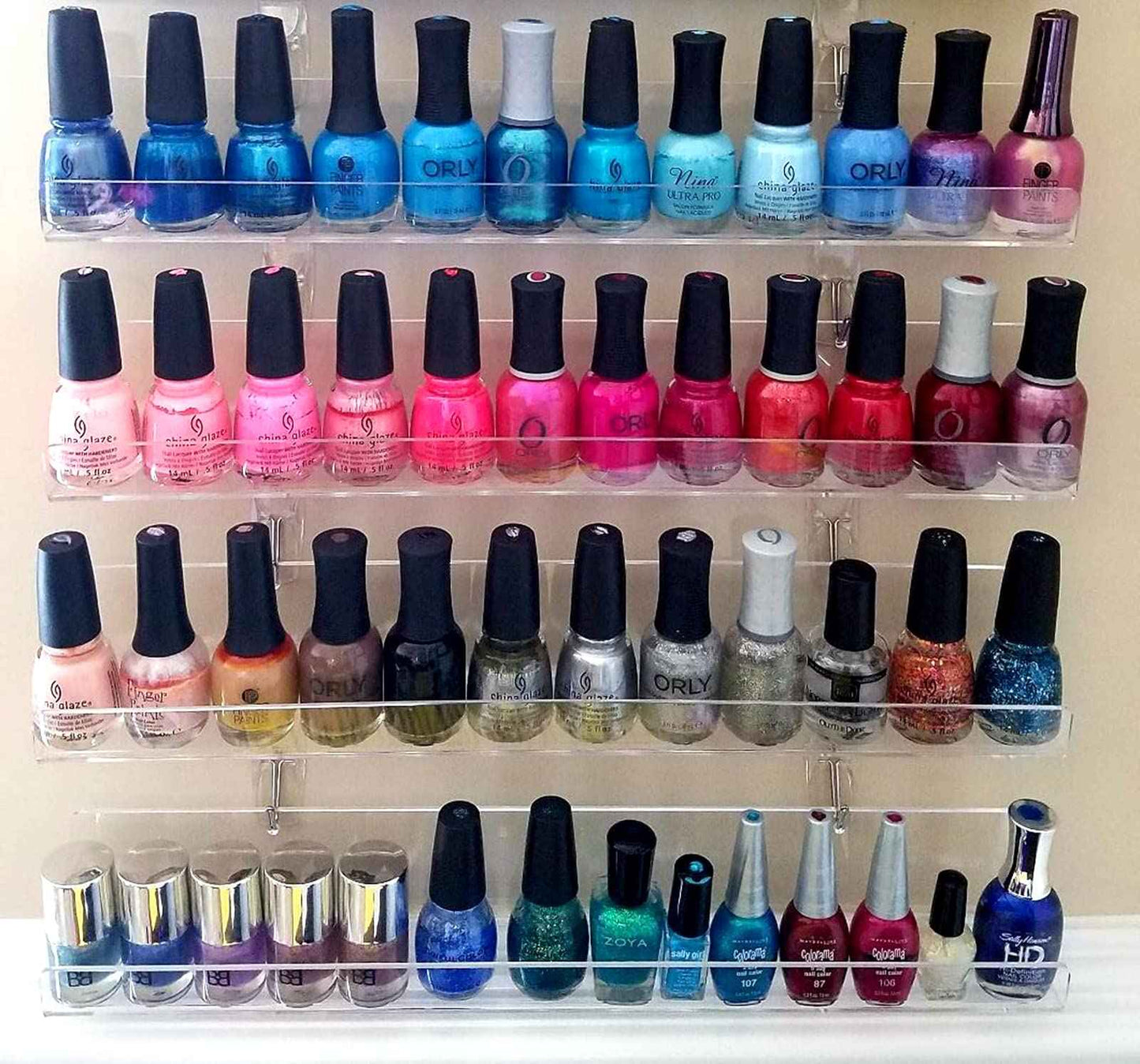 HESIN Acrylic Nail Polish Organizer Wall Mounted Nail Polish Display Racks 4 Pack Essential Oil Stand Holder Home Organizer