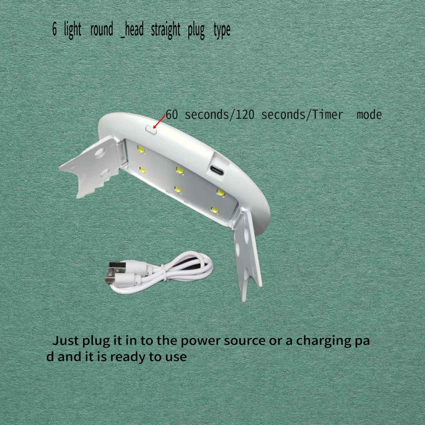 LED Nail Light for Gel Nail Stickers - Max 6W, 2 Timers (60s/120s), Portable Light for Curing Gel Nail Art, Gel Stickers