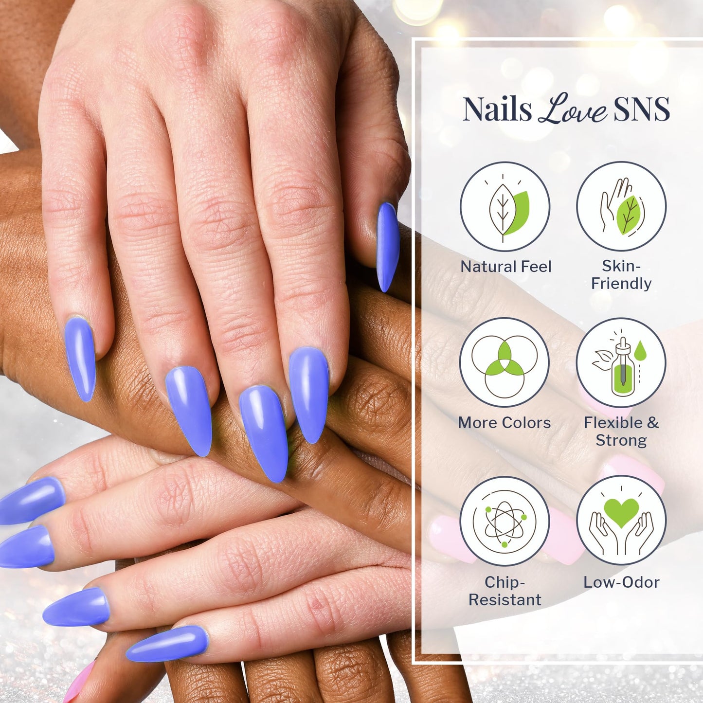 SNS Nail Dip Powder, Gelous Color Dipping Powder - Blue Ice Cryin' In The Rain (Gray/Baby Blue, Shimmer) - Long-Lasting Dip Nail Color Lasts 14 Days - Low-Odor & No UV Lamp Required - 1.5oz