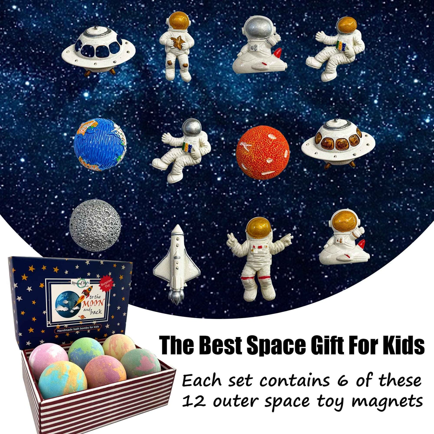 Galaxy Bath Bombs for Kids with Surprise Inside - Organic Bubble Bath Bombs with Educational Outer Space Planet Toys. Gentle, Natural & Kids Friendly - Stocking Stuffers Christmas Gifts for Toddlers