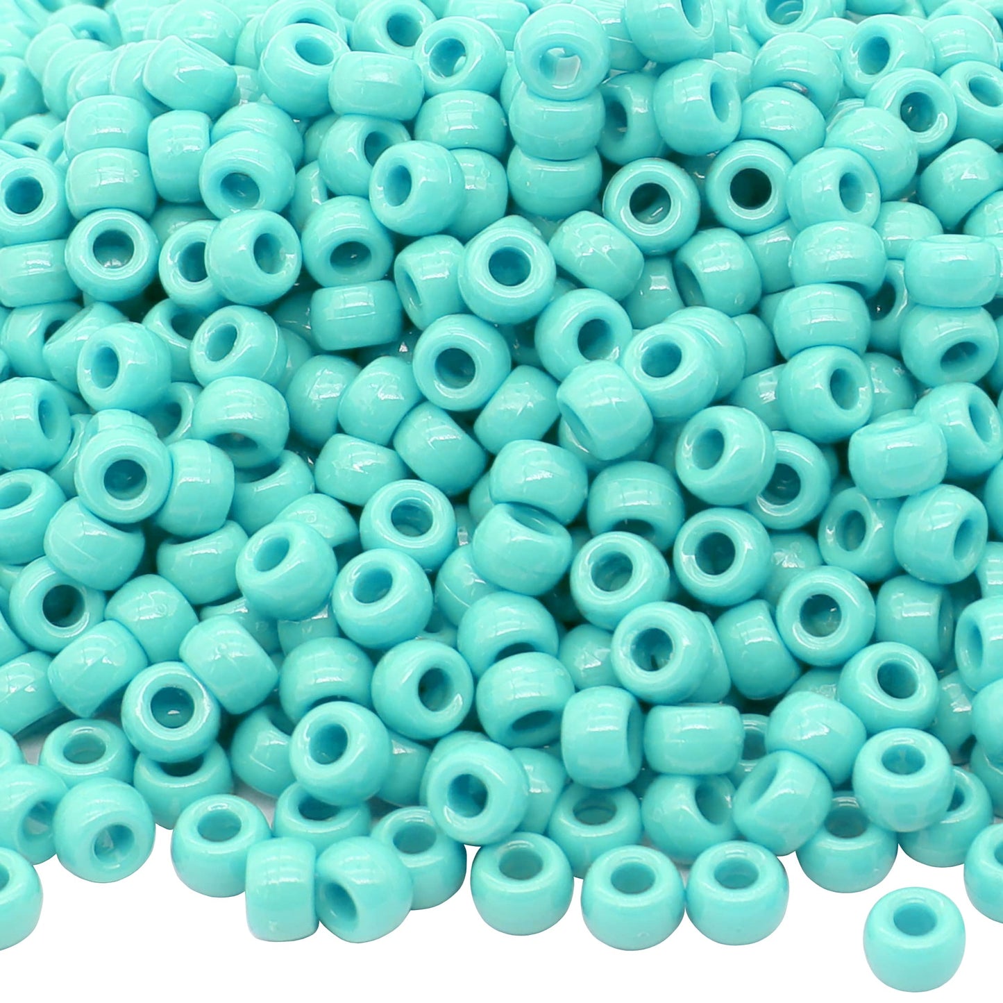 Auvoau 1000Pcs Pony Beads Bracelet 9mm Turquoise Plastic Barrel Pony Beads for Necklace,Hair Beads for Braids for Girls,Key Chain,Jewelry Making (Turquoise)