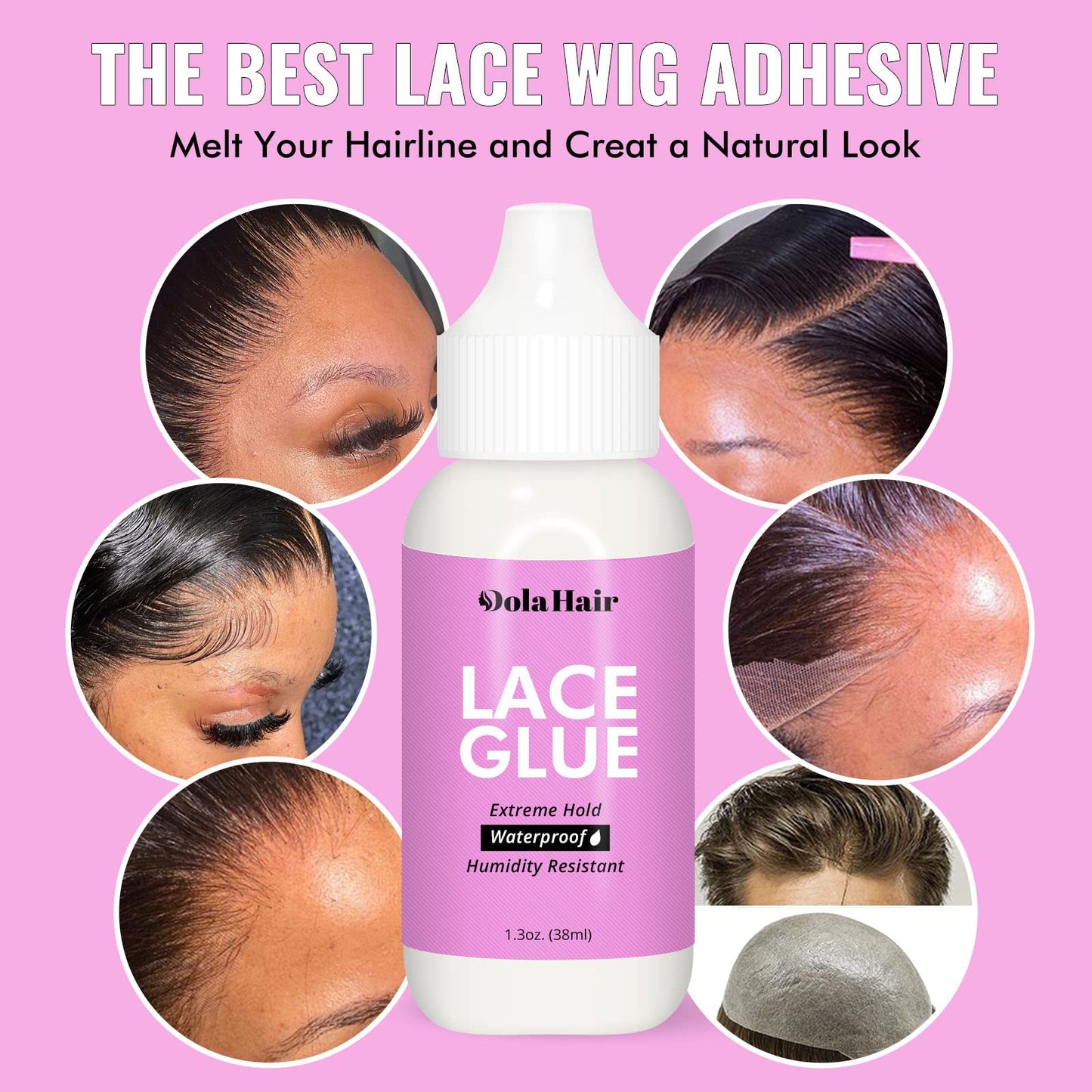 Dolahair Lace Wig Glue Kit Lace Front Glue Kit for Wigs Waterproof Wig Glue Strong Hold Wig Glue Kit Wig Install Kit Wig Installation Kit Lace Front Kit Hair Replacement Adhesive Invisible Bonding