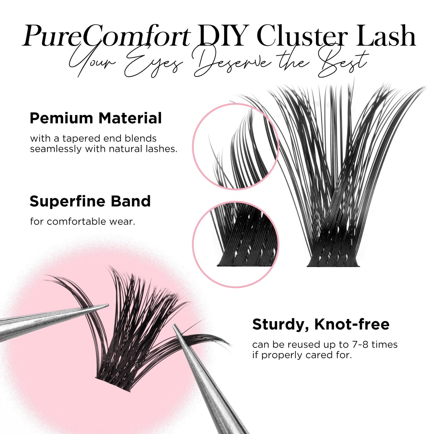 BEYELIAN Lashes Clusters D Curl 280pcs 9-16mm Cluster Lashes Dense Look DIY Eyelash Extensions Super Thin Band & Soft Lashes Reusable Mixed Tray Volume False Lashes (80D)