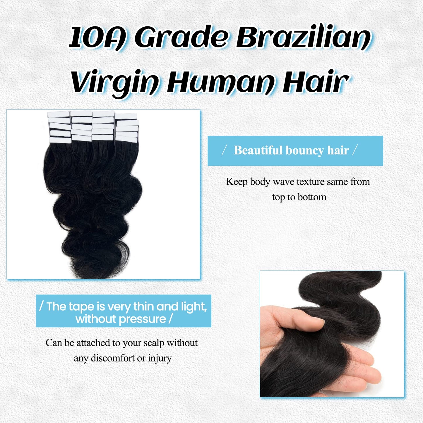 Body Wave Tape in Hair Extensions Human Hair Black Women Curly Tape ins for Black Women Human Hair Body Wave Tape in Hair Extensions Real Human Hair Invisible Tape ins Human Hair Extensions 12 Inch