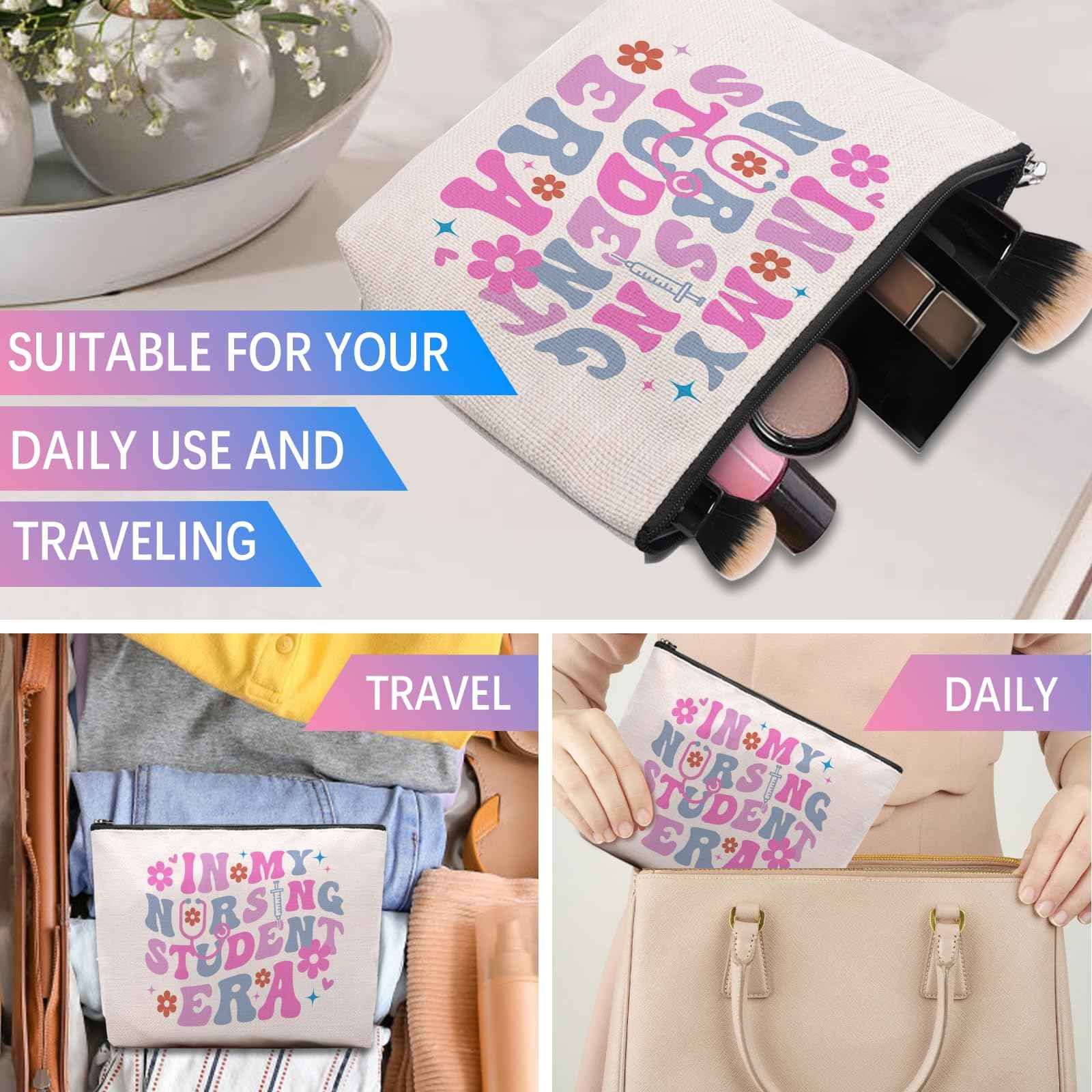 CEASQVAA Nursing Gifts for Nurses, In My Nursing Era Makeup Bag, Future Nurse Gifts, Nurse Graduation Gift Essentials Stuff Cosmetic Bag Pouch