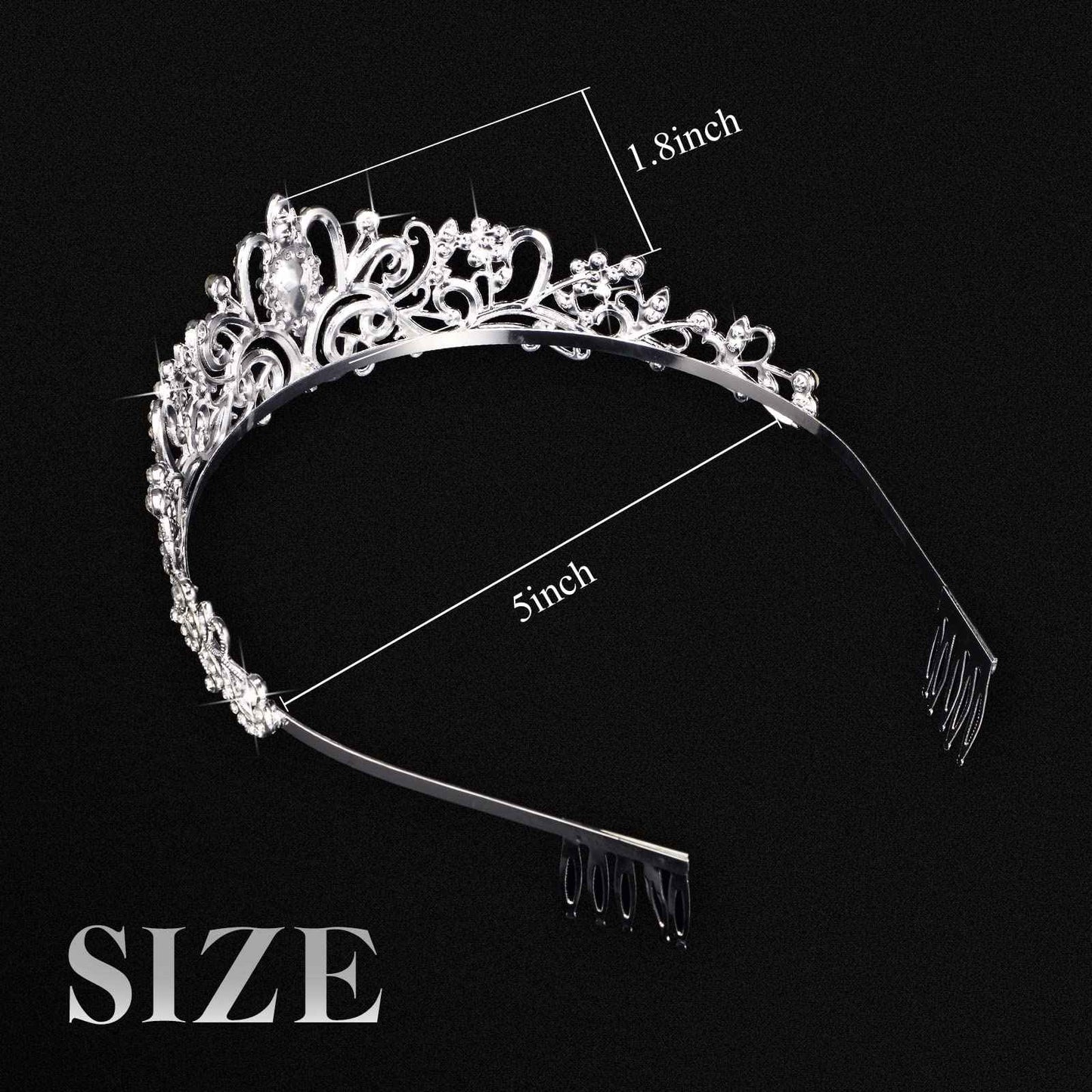 BBTO 10 Pcs Crystal Tiara and Crowns for Women Girls Princess Rhinestone Crown Queen Headband with Combs Bride Tiara for Birthday Party Wedding Prom Hair Accessories(Silver)