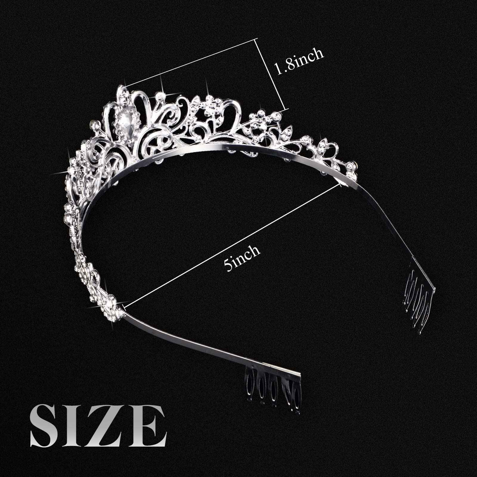 BBTO 10 Pcs Crystal Tiara and Crowns for Women Girls Princess Rhinestone Crown Queen Headband with Combs Bride Tiara for Birthday Party Wedding Prom Hair Accessories(Silver)